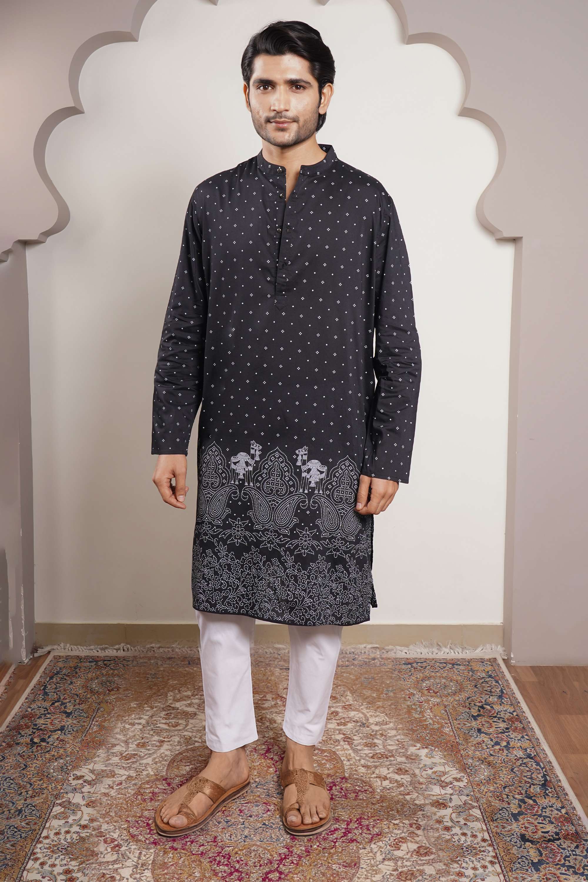Printed-Polyester-Collared-Men-s-Kurta
