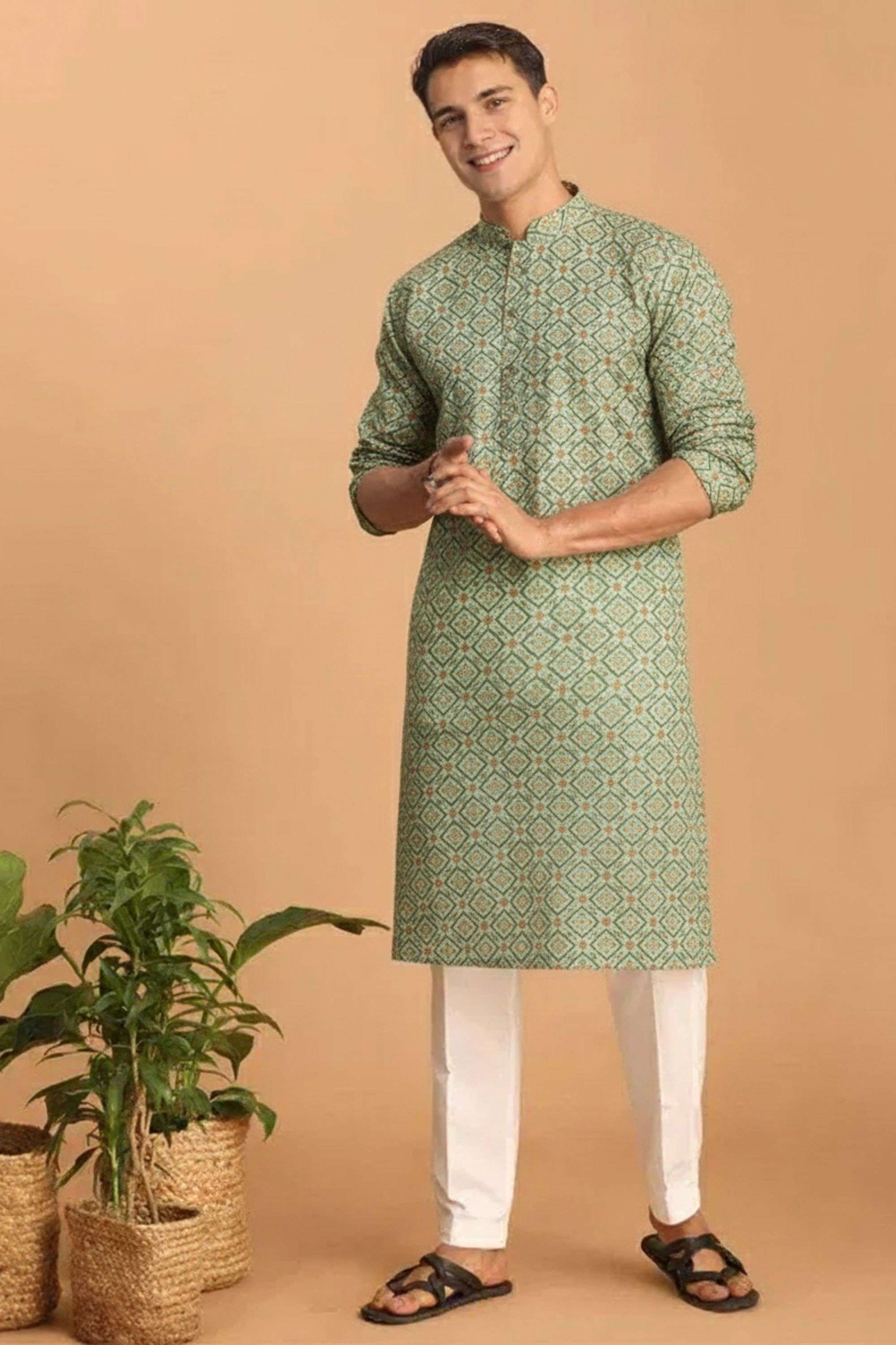 Embroidered-Blended-Fabric-Collared-Men-s-Kurta