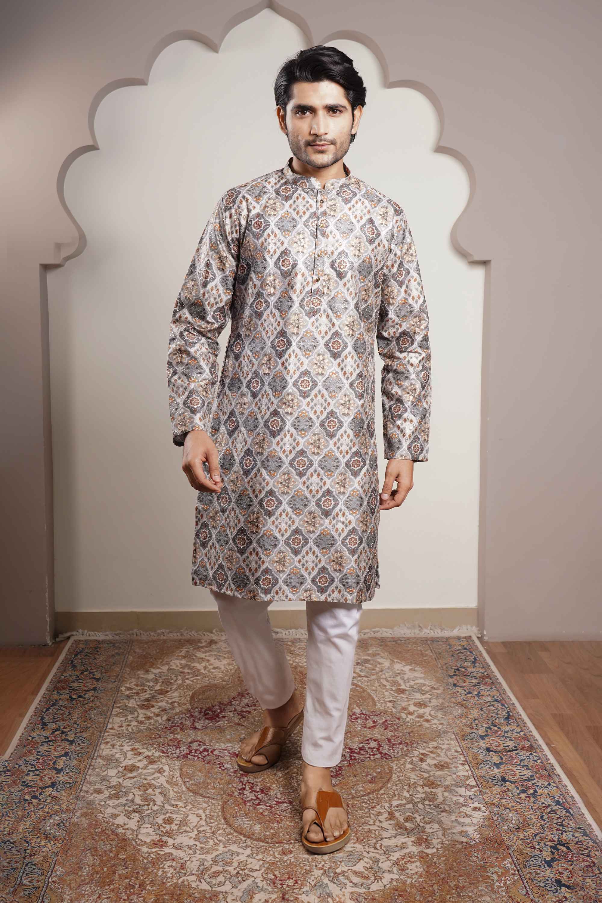 Embroidered-Polyester-Collared-Men-s-Kurta