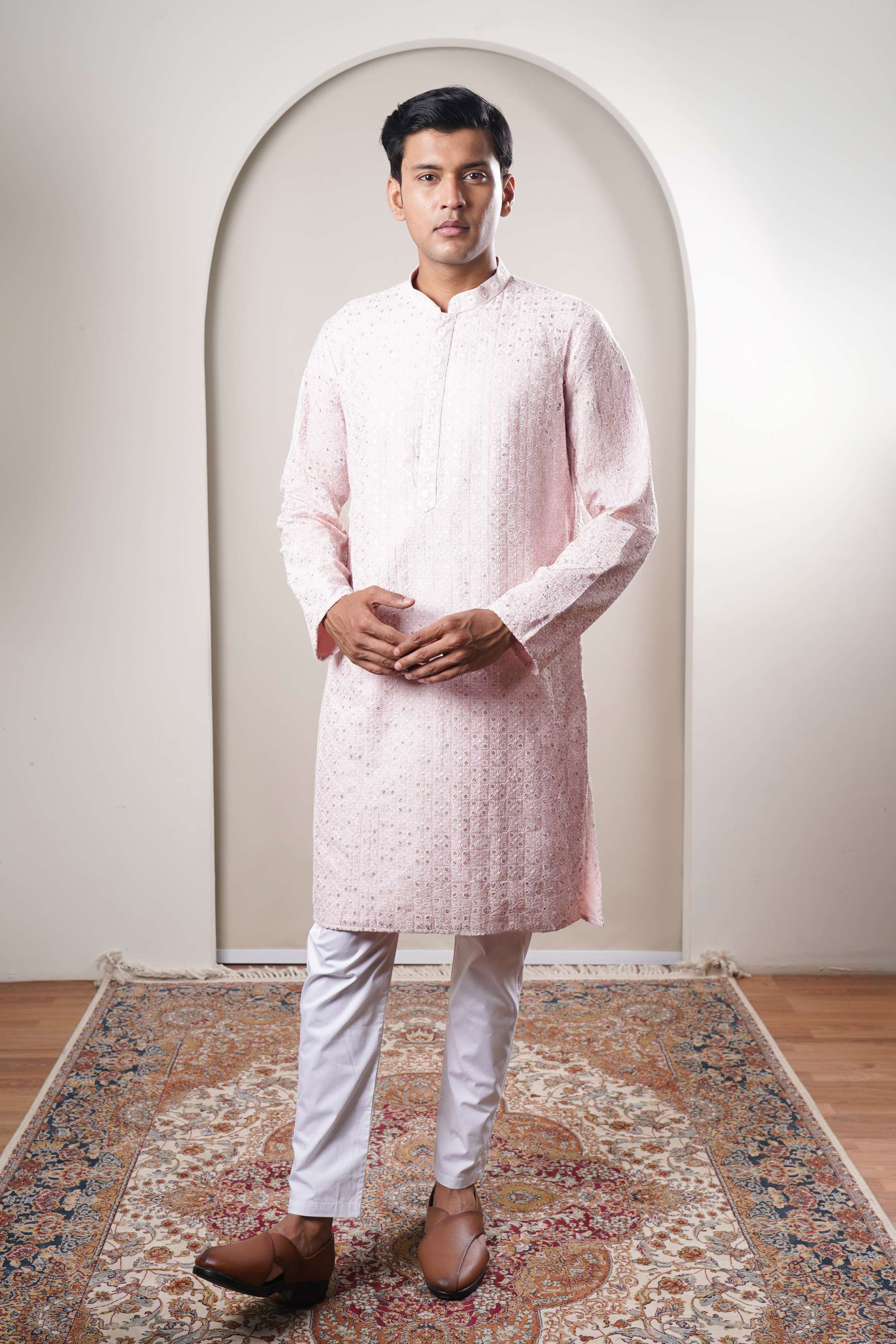 Embroidered-Blended-Fabric-Collared-Men-s-Festive-Wear-Kurta