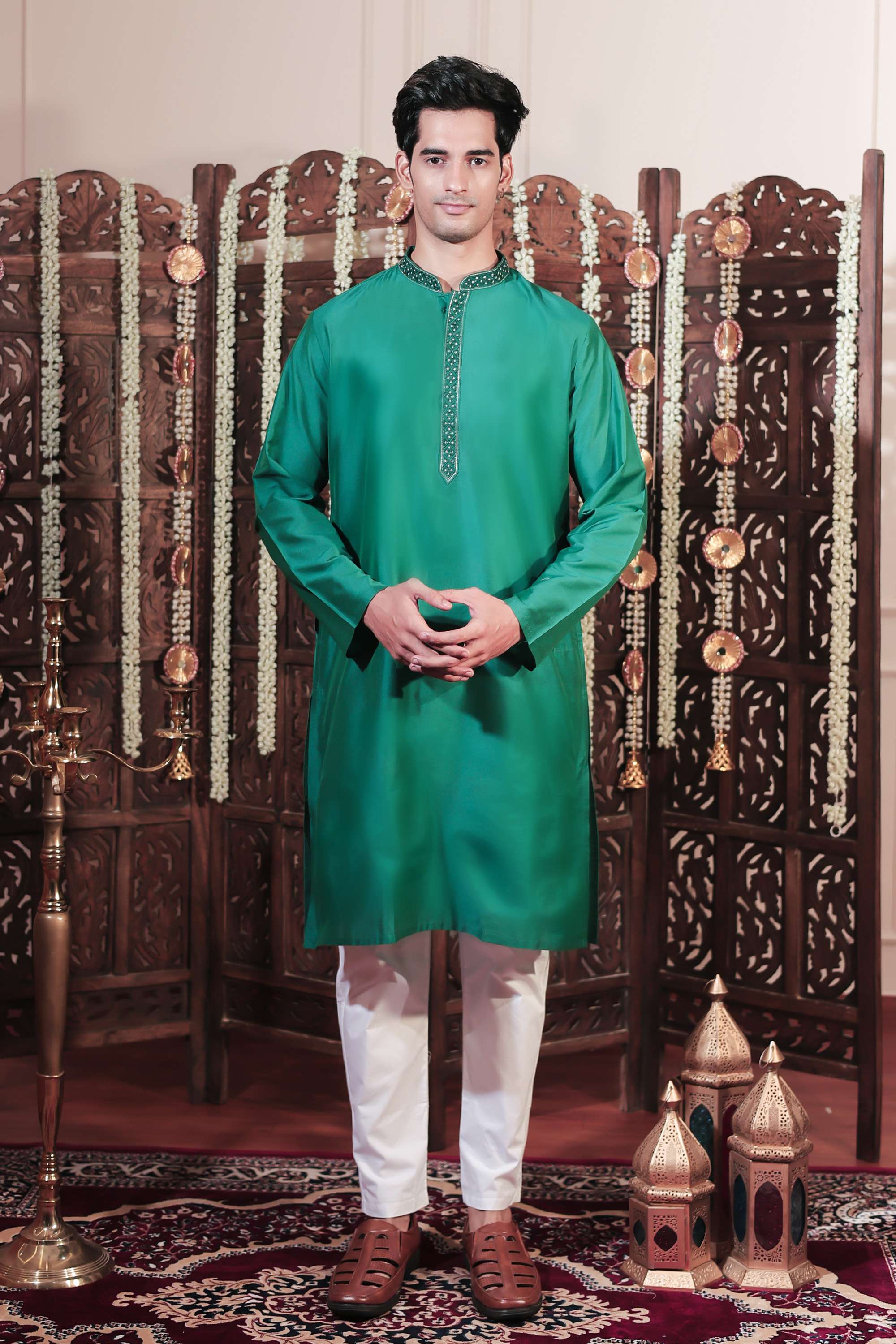 Solid-Viscose-Men-Festive-Wear-Regular-Fit-Kurta