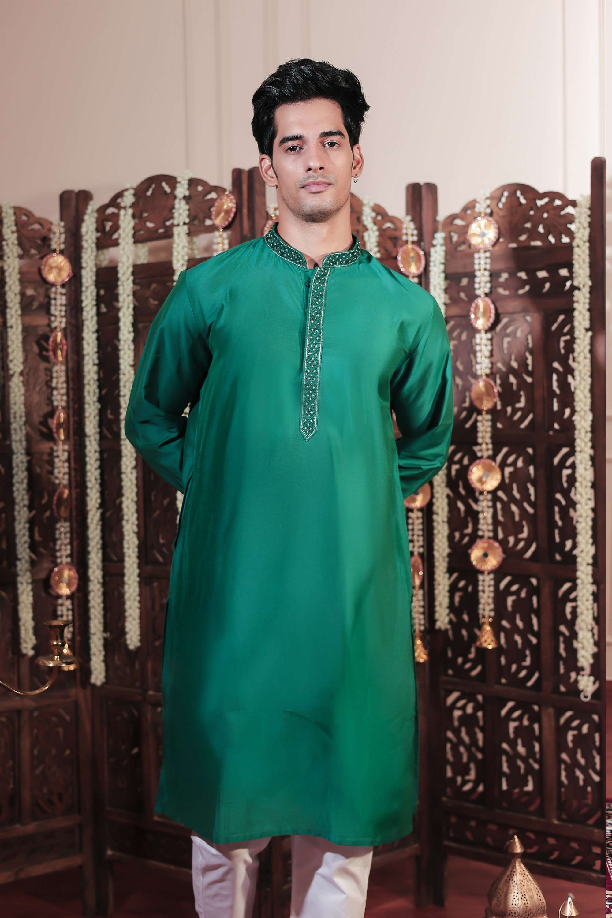 Solid-Viscose-Men-Festive-Wear-Regular-Fit-Kurta