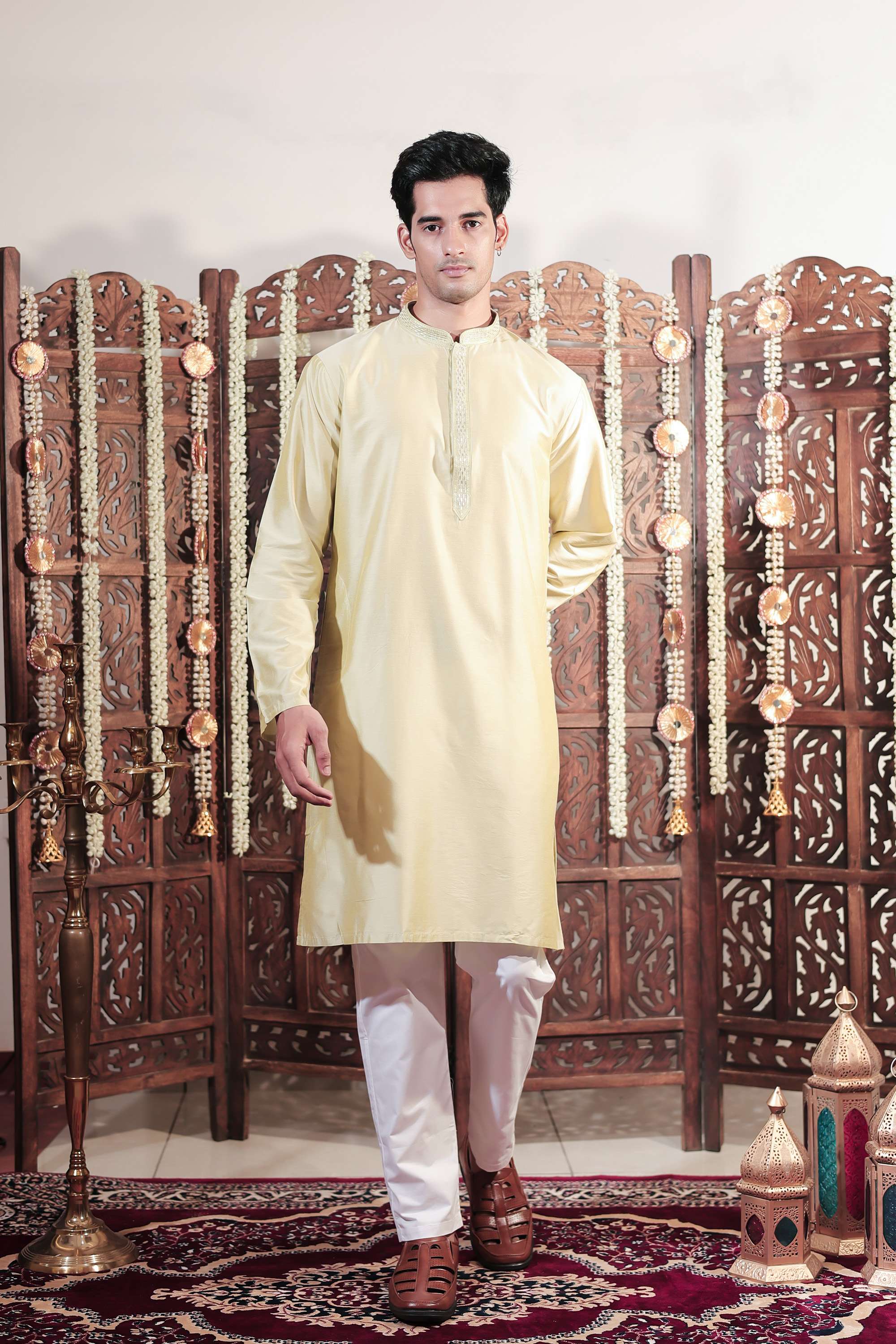 Solid-Viscose-Men-s-Festive-Wear-Kurta