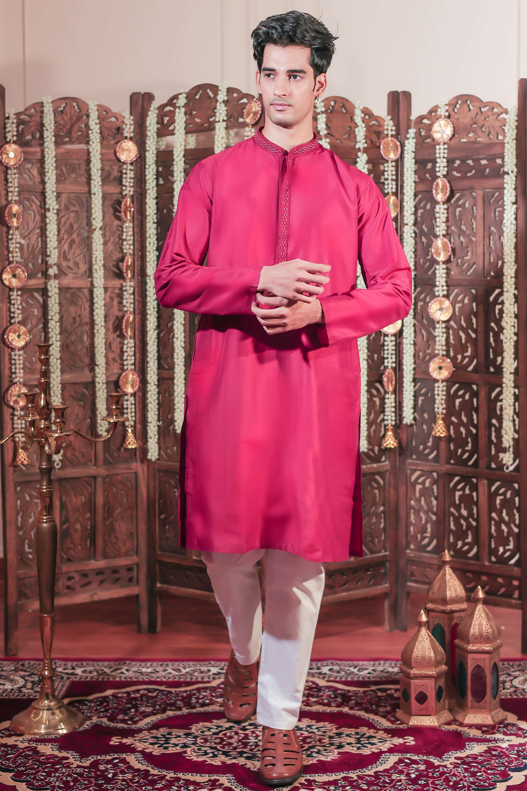 Solid-Viscose-Men-s-Festive-Wear-Kurta