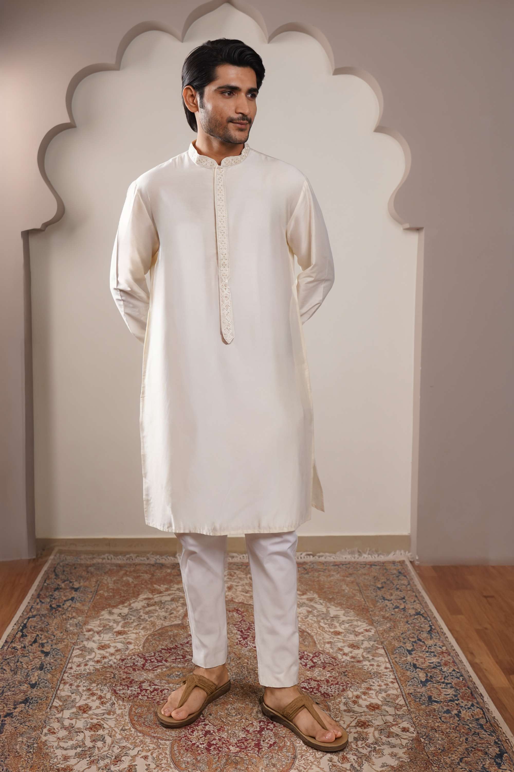 Solid-Viscose-Collared-Men-s-Kurta