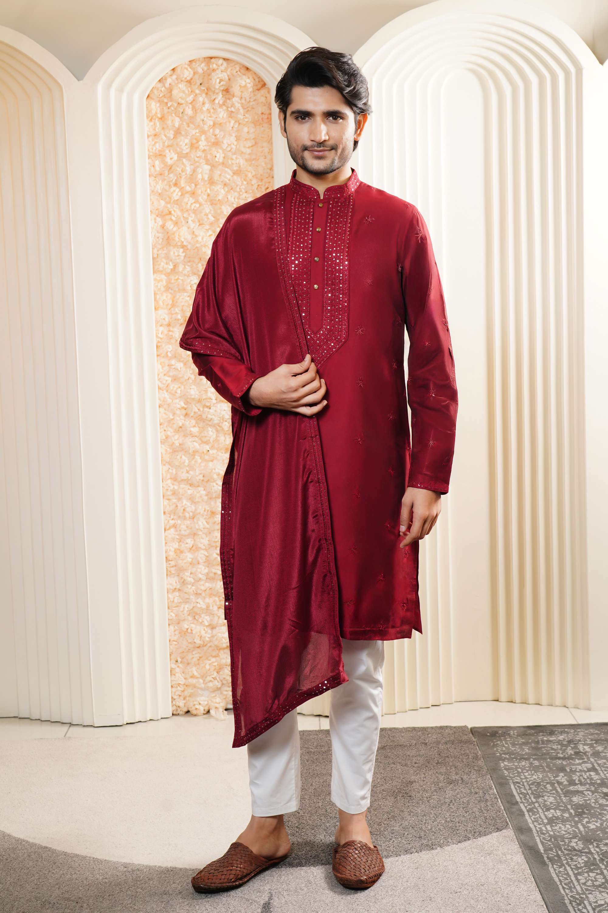 Embellished-Blended-Fabric-Men-s-Festive-Wear-Kurta