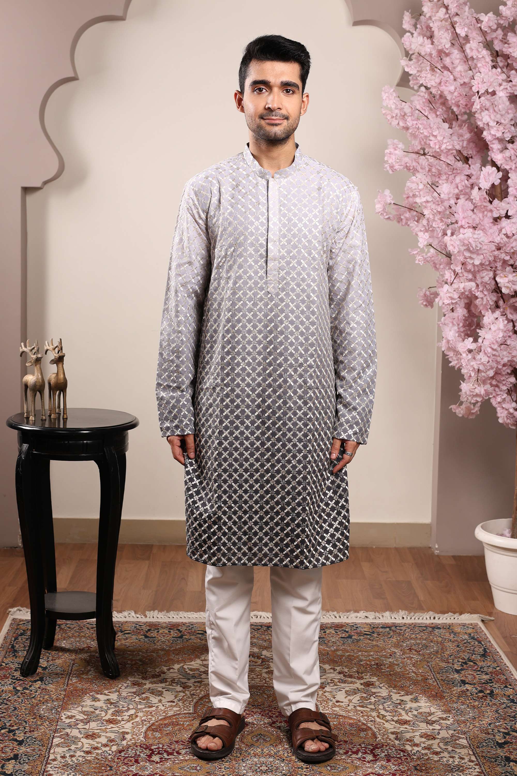 Ombre-Polyester-Collared-Men-Festive-Wear-Kurta