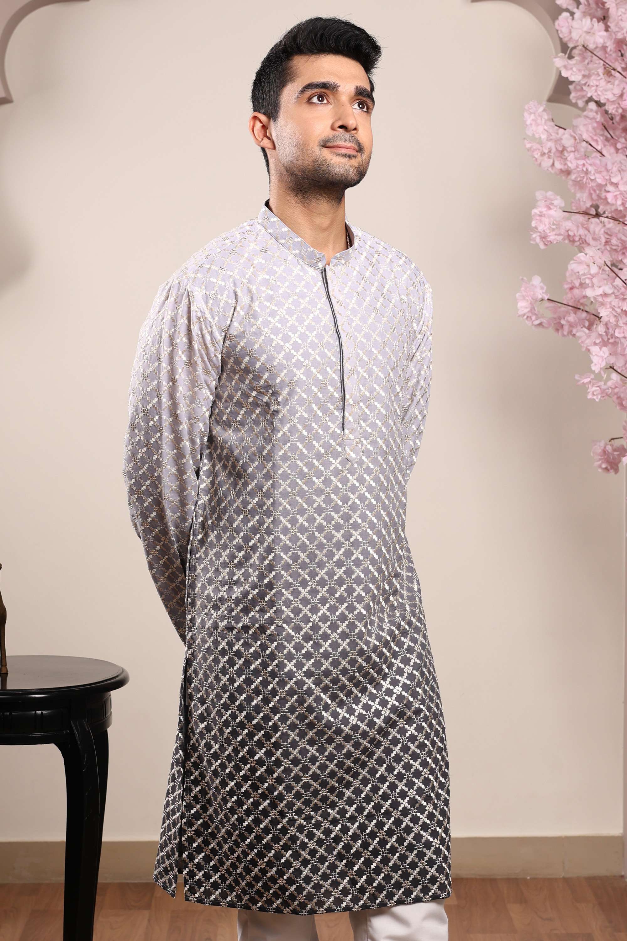 Ombre-Polyester-Collared-Men-Festive-Wear-Kurta
