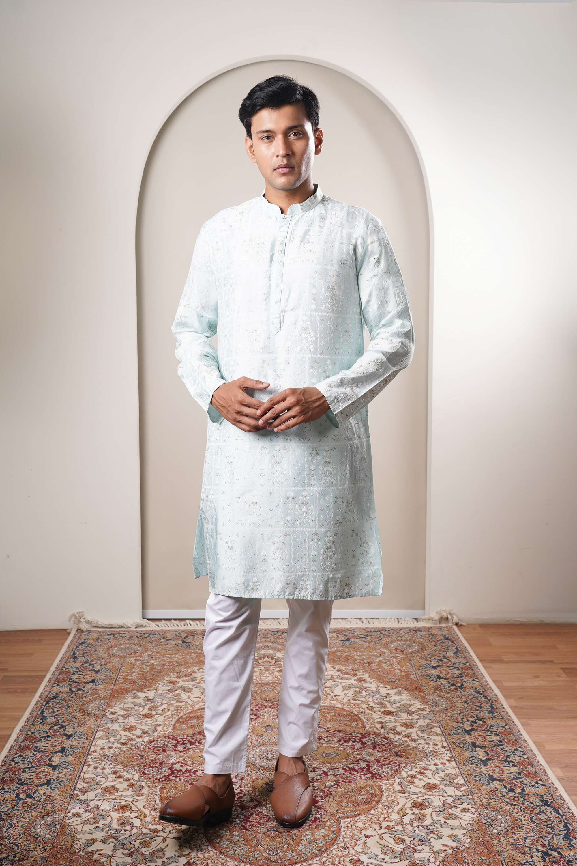Printed-Blended-Fabric-Collared-Men-s-Festive-Wear-Kurta