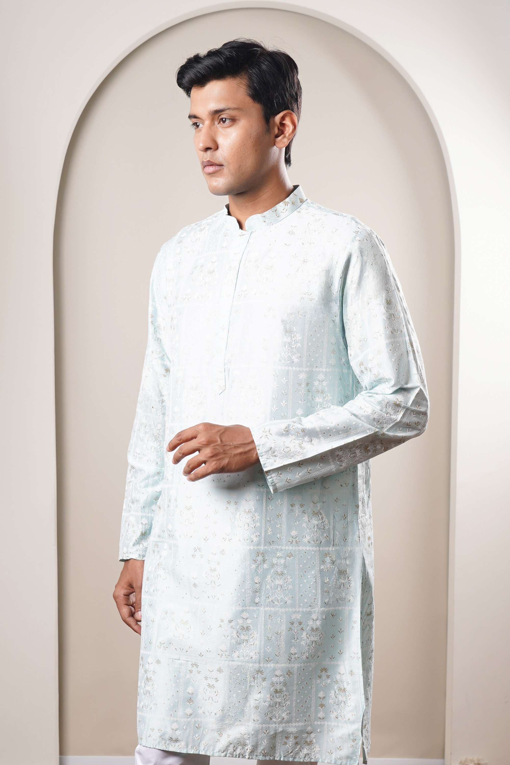 Printed-Blended-Fabric-Collared-Men-s-Festive-Wear-Kurta