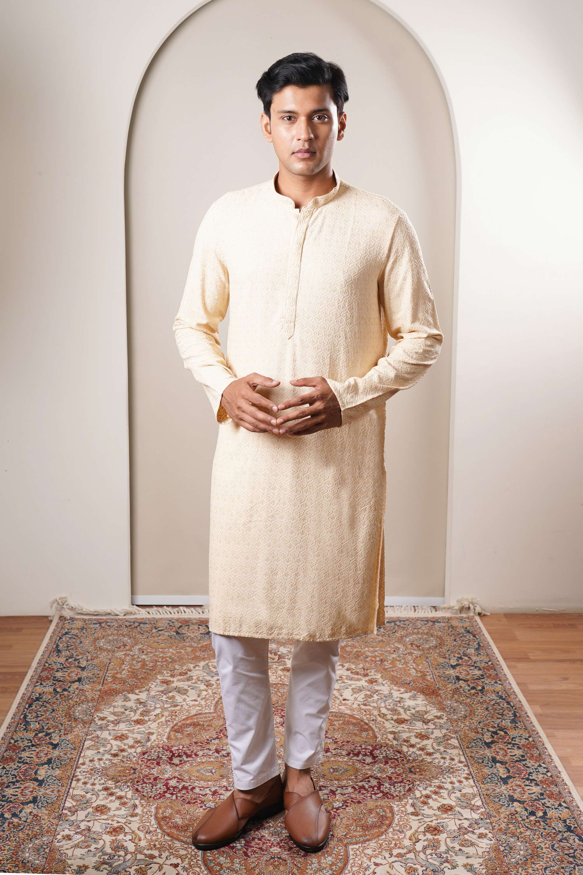 Schiffli-Rayon-Collared-Men-s-Festive-Wear-Kurta