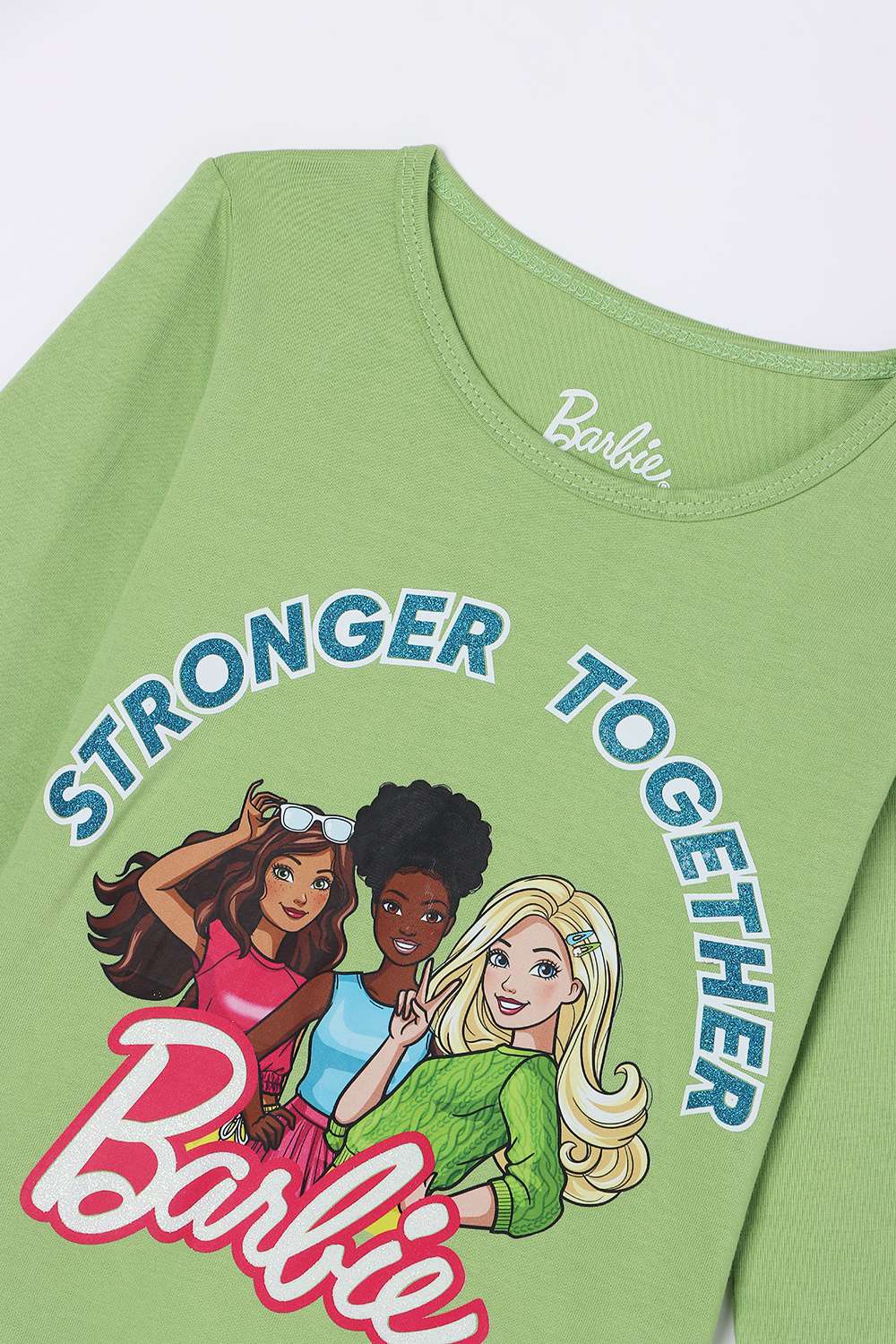 Solid-Blended-Fabric-Round-Neck-Girls-T-Shirt