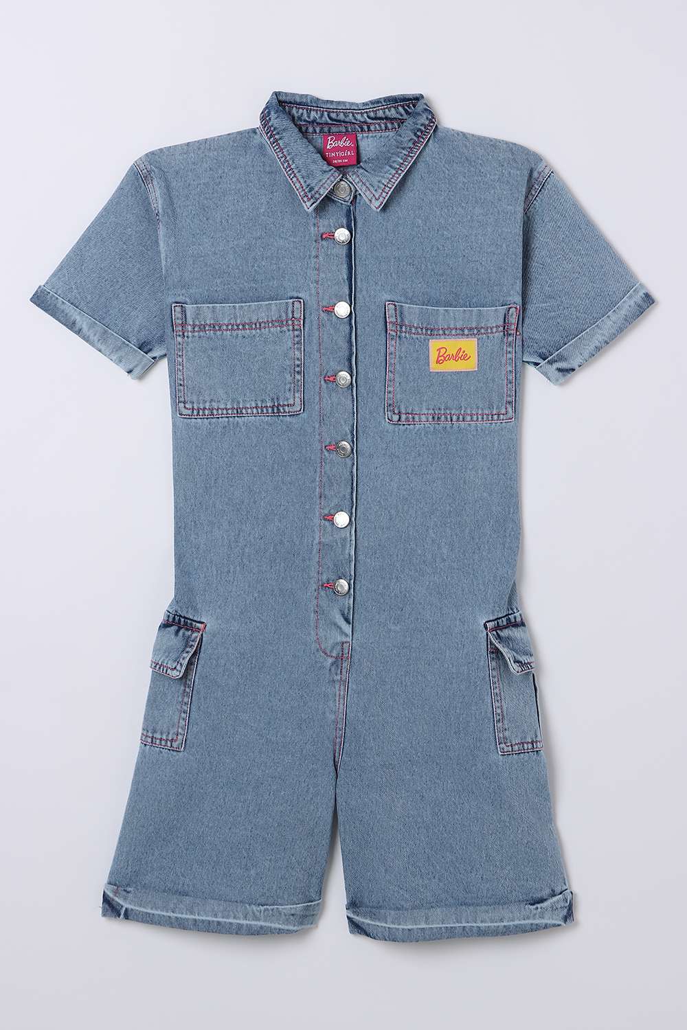 Solid-Blended-Fabric-Round-Neck-Girls-Casual-Wear-Jumpsuit