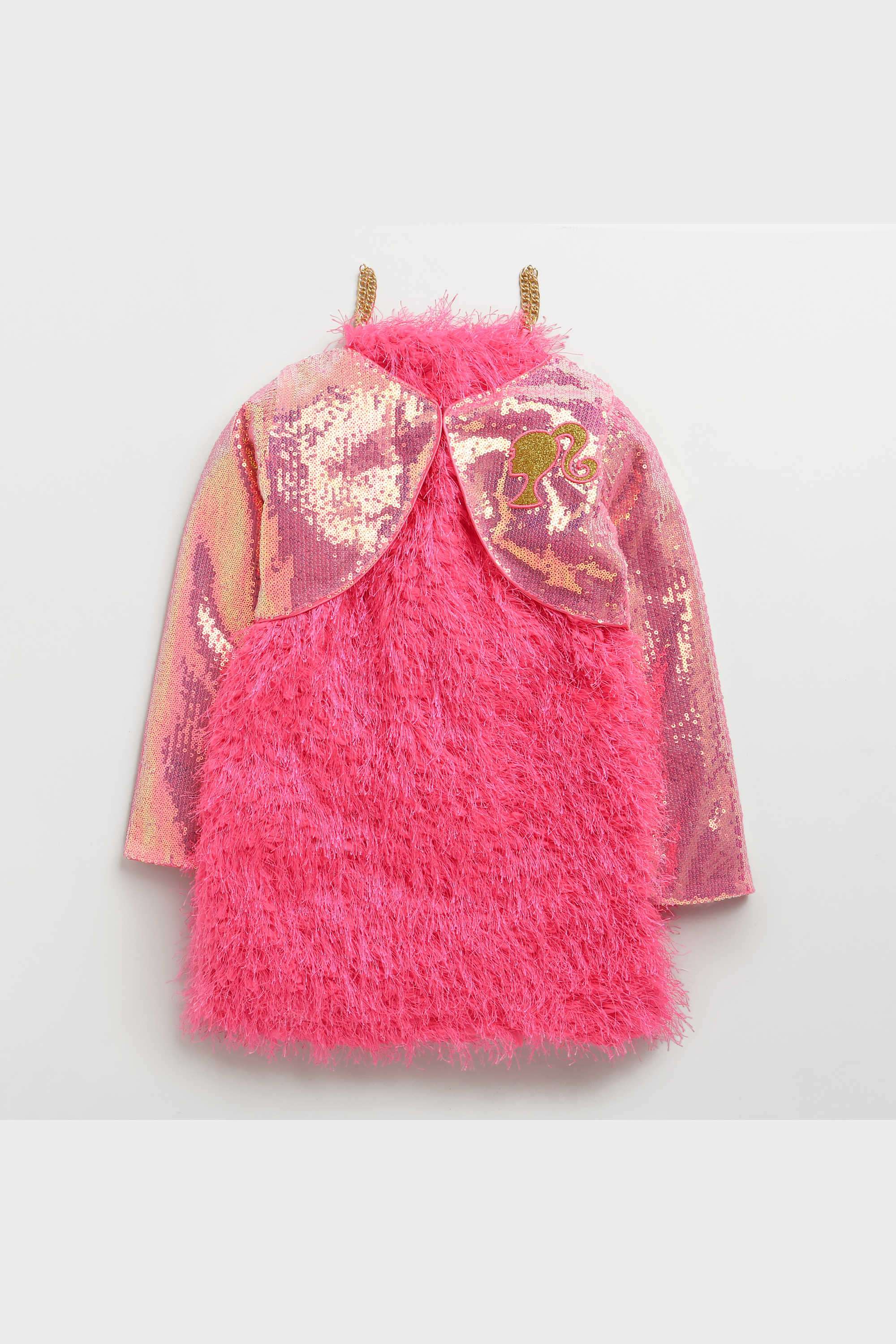 Printed-Blended-Fabric-Round-Neck-Girl-s-Party-Wear-Dress