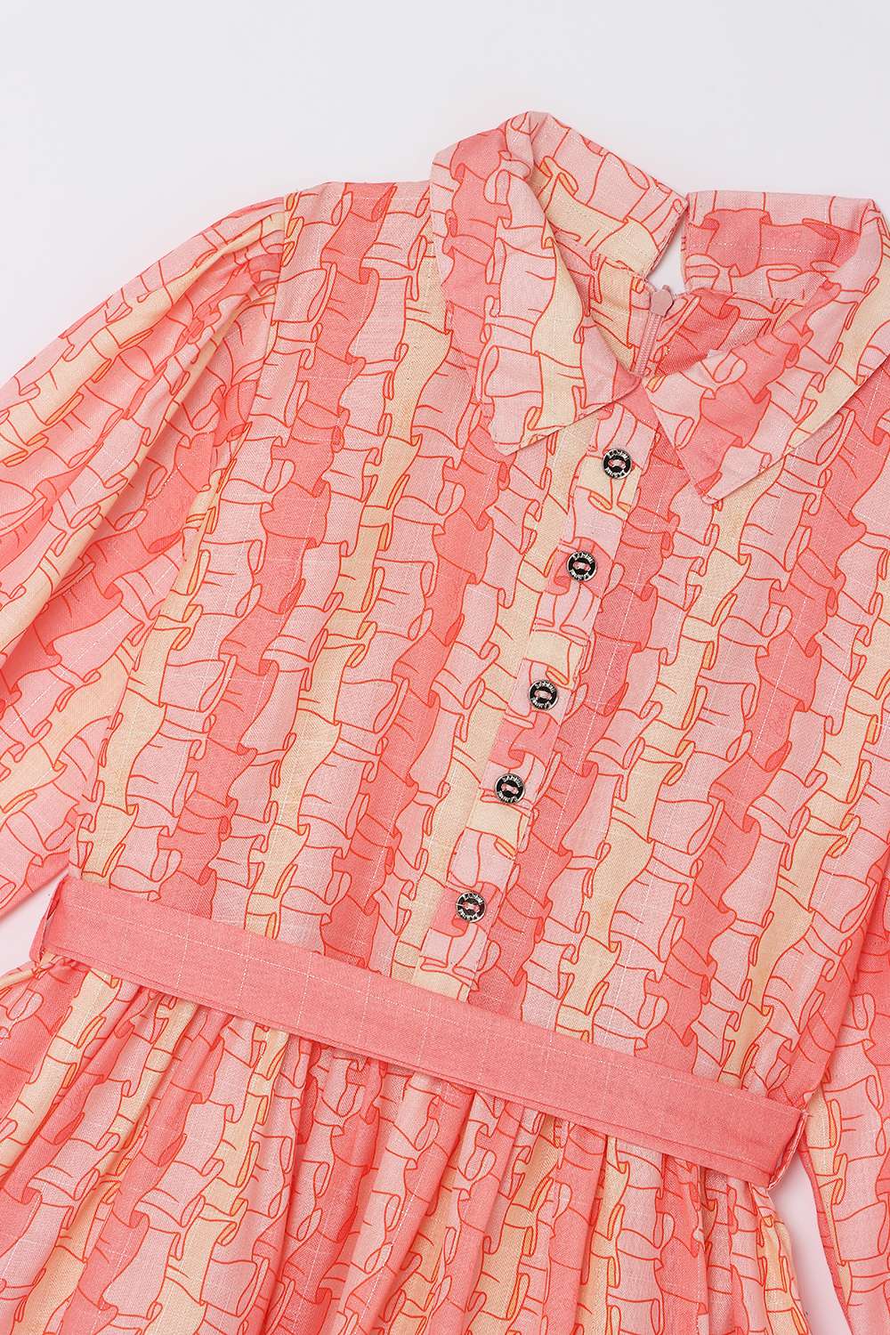Printed-Polyester-Collared-Girl-s-Casual-Wear-Dress