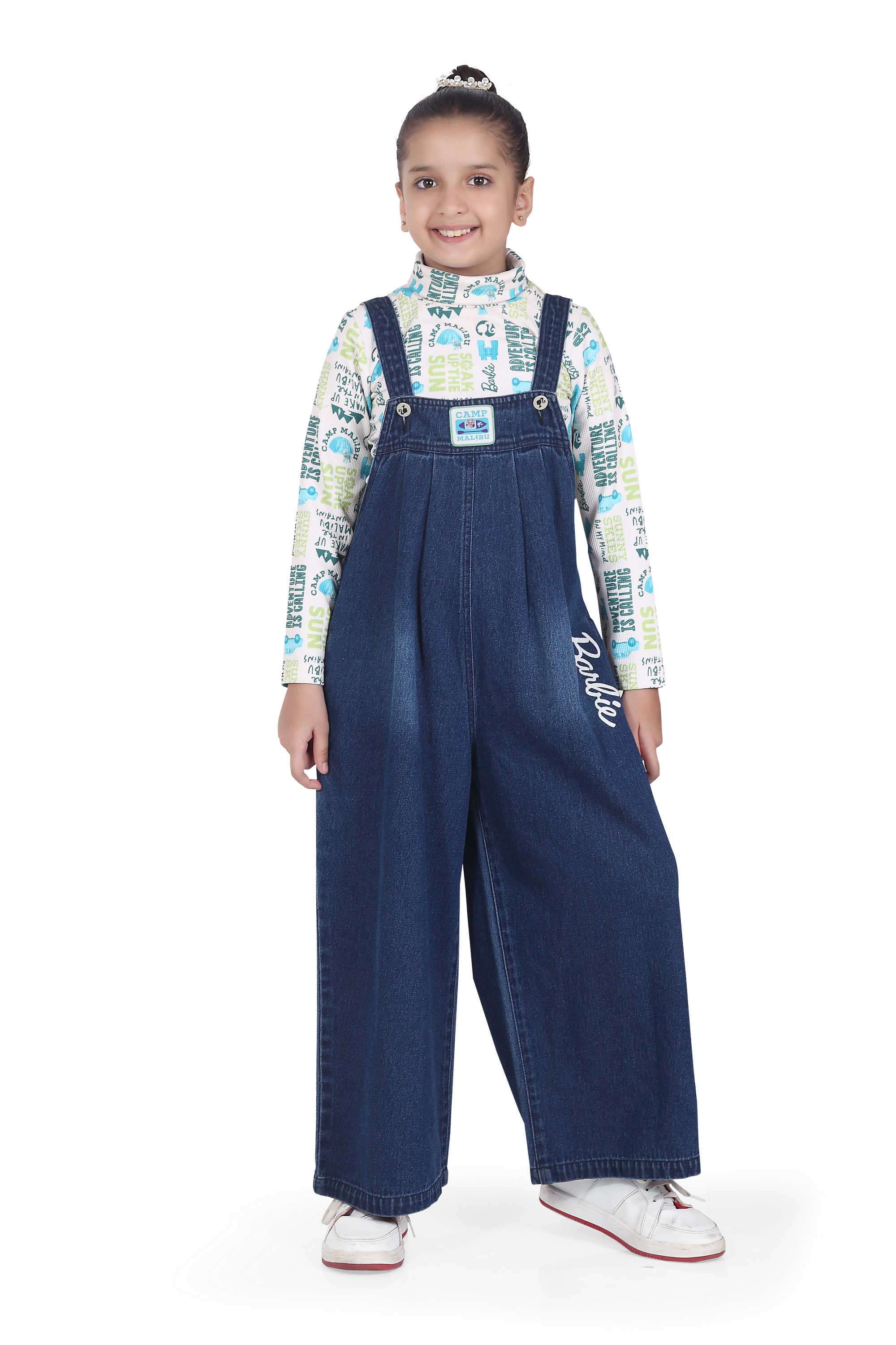 Printed-Cotton-Collared-Girl-s-Casual-Wear-Dungaree