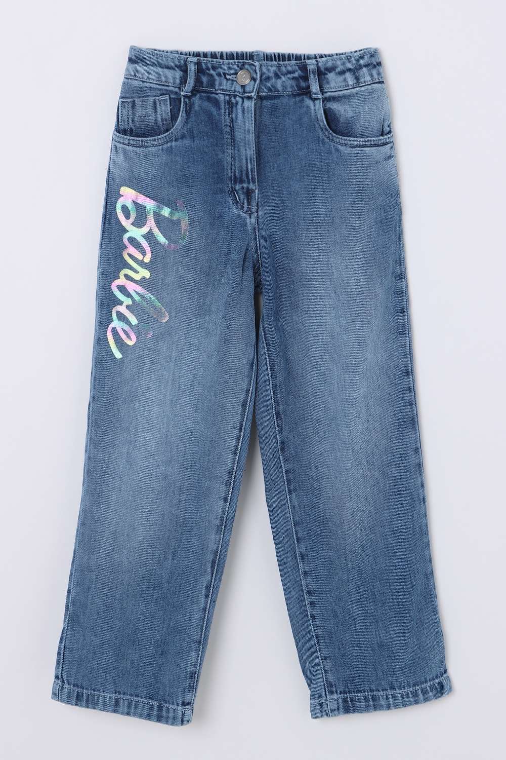 Solid-Blended-Fabric-Regular-Fit-Girls-Jeans