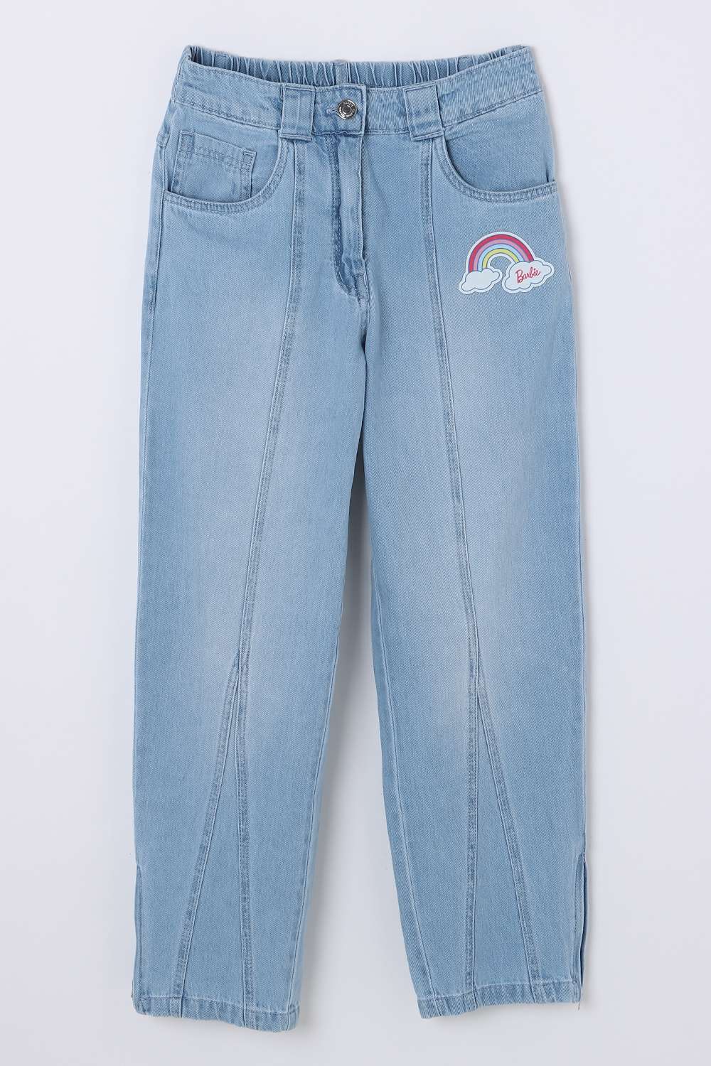 Solid-Blended-Fabric-Regular-Fit-Girls-Jeans