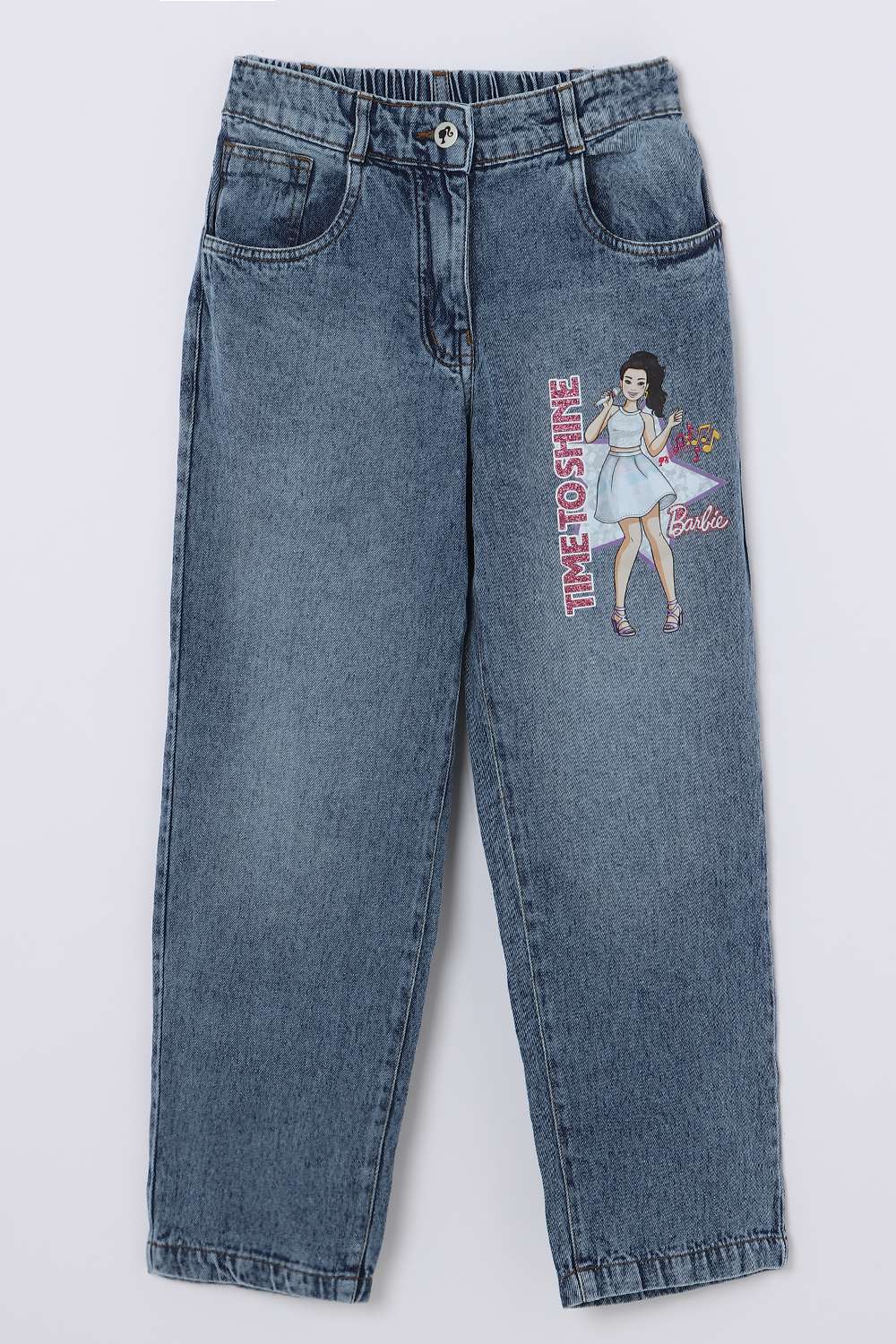 Solid-Blended-Fabric-Regular-Fit-Girls-Jeans