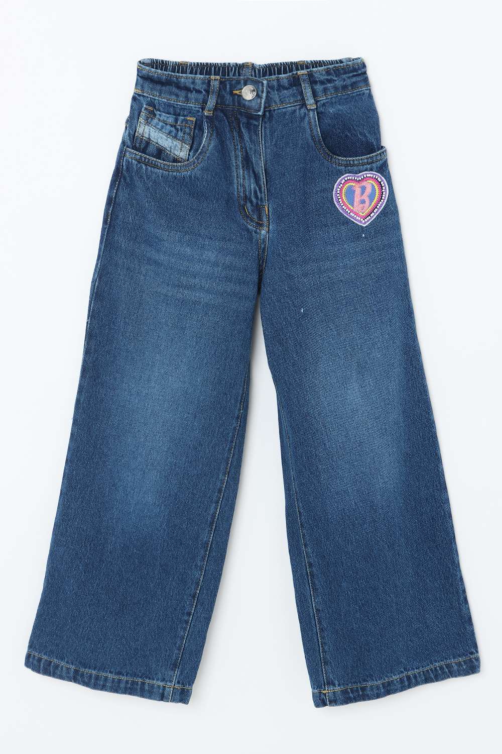 Solid-Blended-Fabric-Regular-Fit-Girls-Jeans