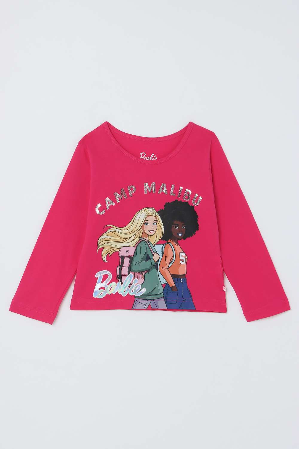 Solid-Blended-Fabric-Round-Neck-Girls-Top