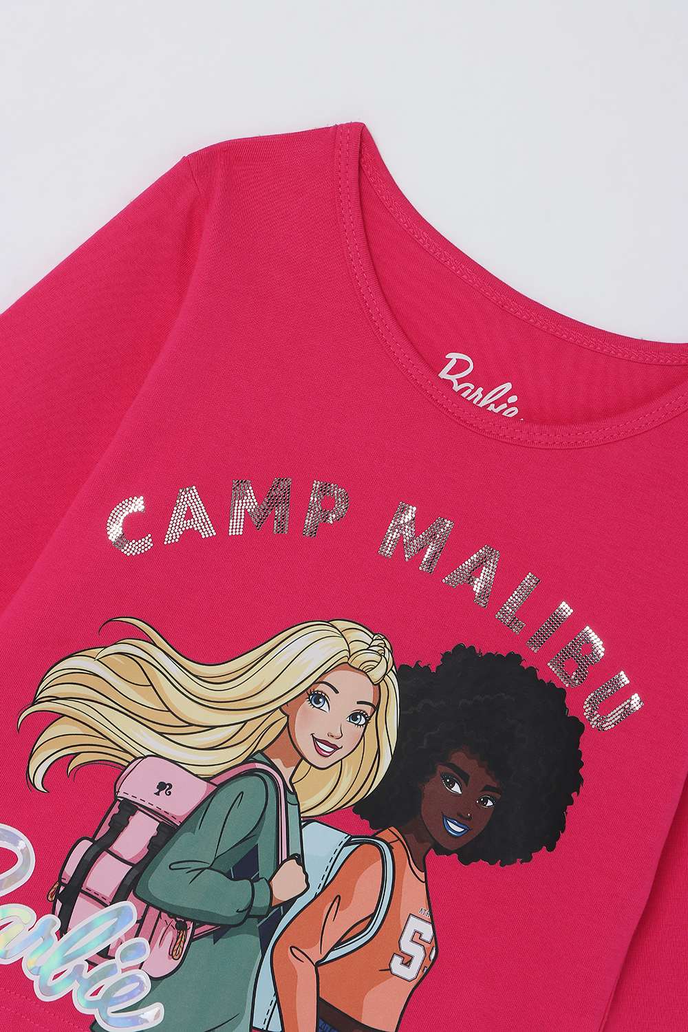 Solid-Blended-Fabric-Round-Neck-Girls-Top