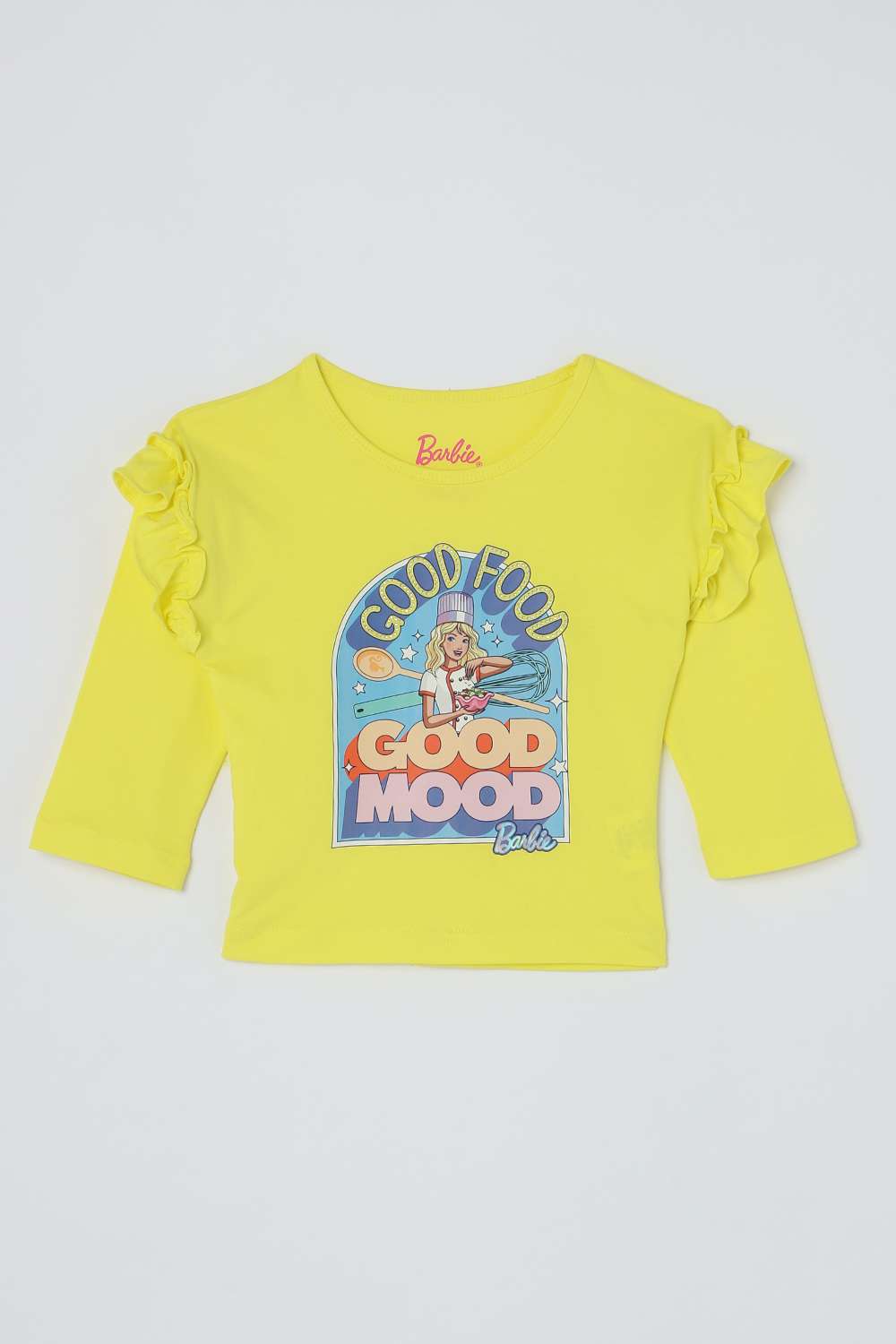 Solid-Blended-Fabric-Round-Neck-Girls-Top