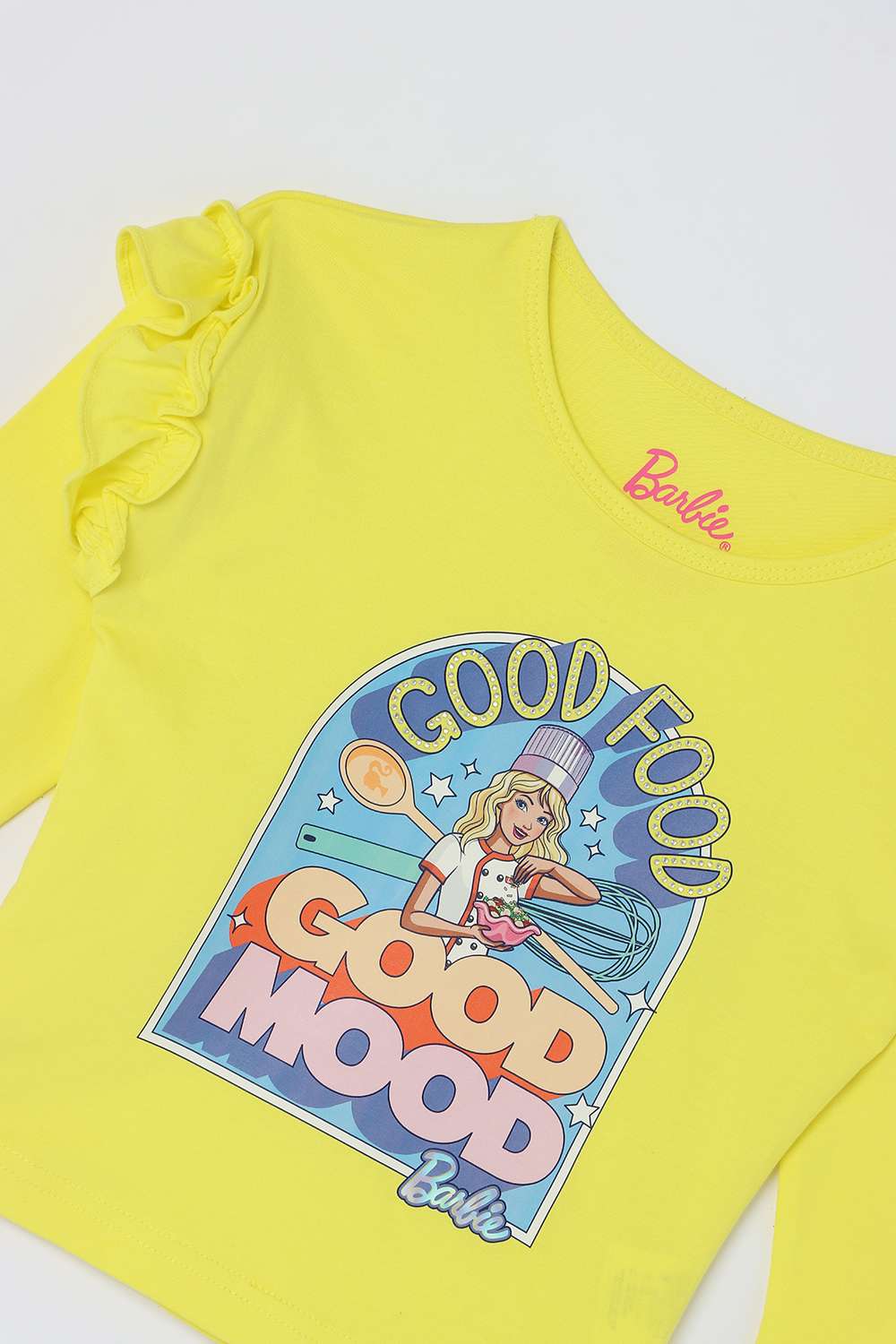 Solid-Blended-Fabric-Round-Neck-Girls-Top