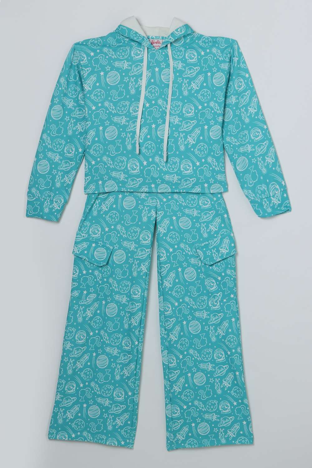 Printed-Blended-Fabric-Hooded-Girl-s-Casual-Wear-Clothing-Set