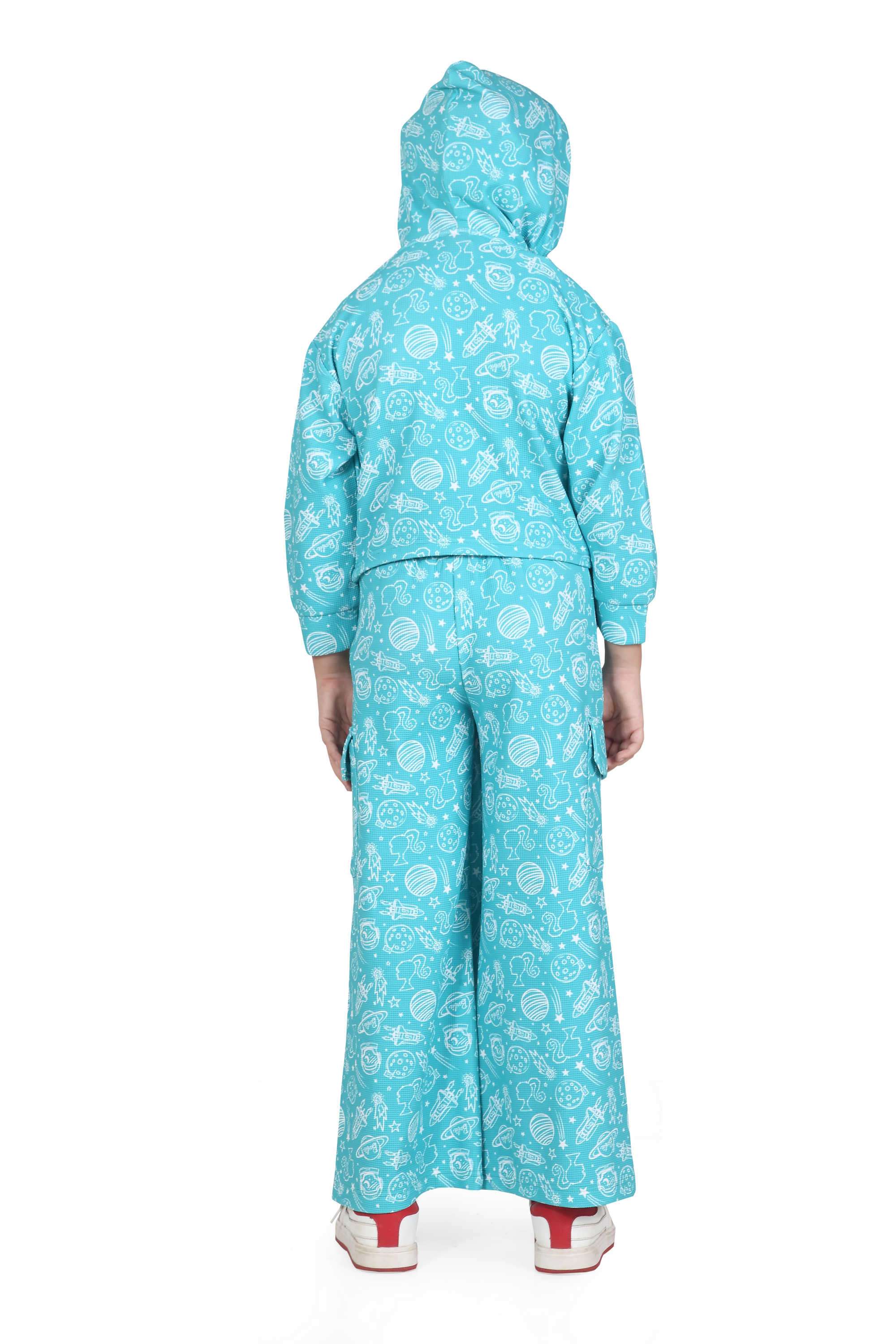 Printed-Blended-Fabric-Hooded-Girl-s-Casual-Wear-Clothing-Set