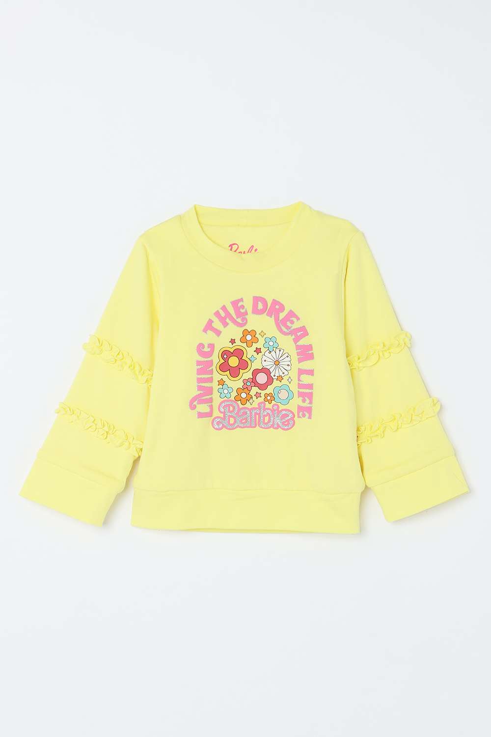 Solid-Blended-Fabric-Round-Neck-Girls-Top