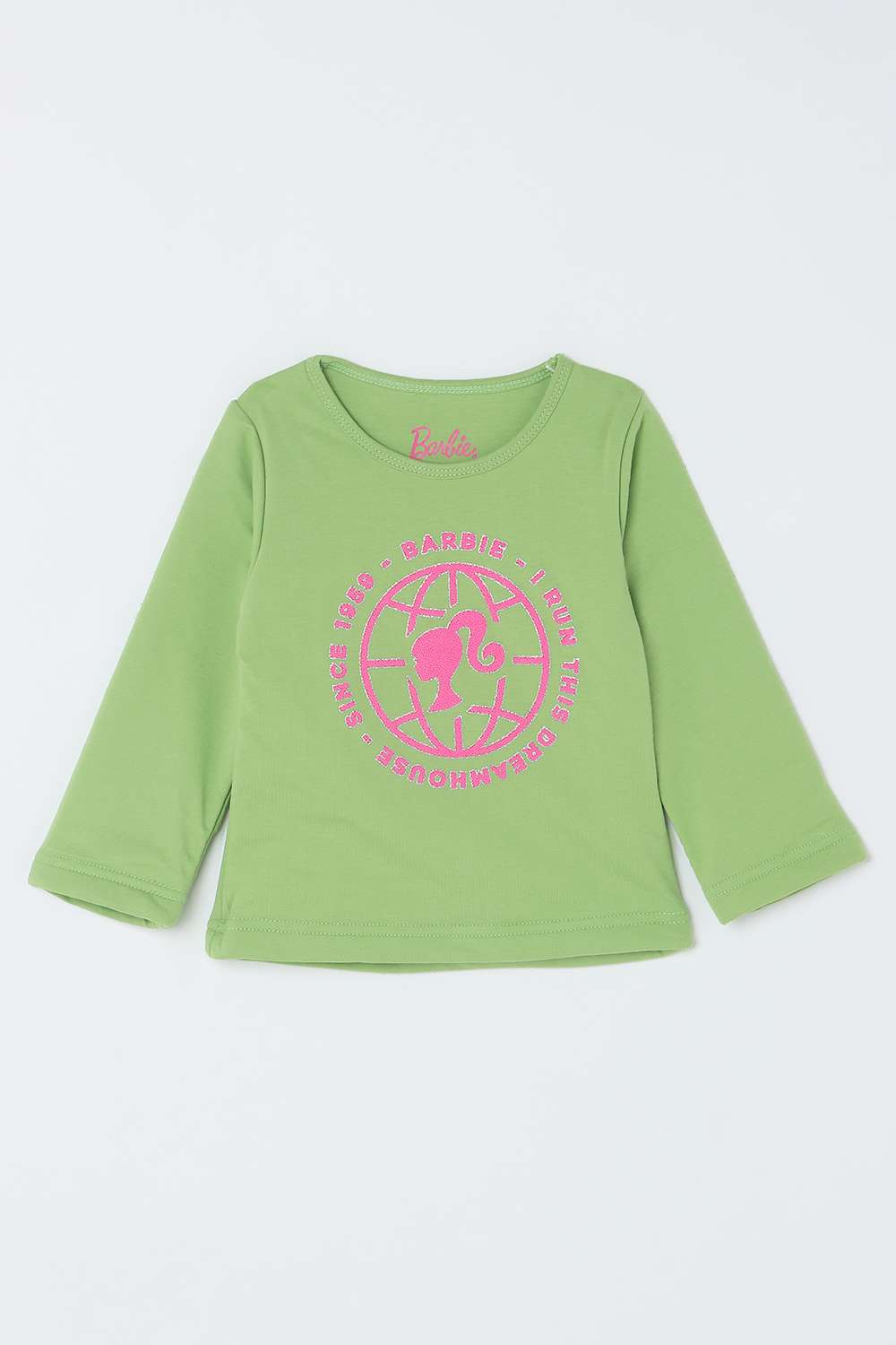 Solid-Blended-Fabric-Round-Neck-Girls-Top