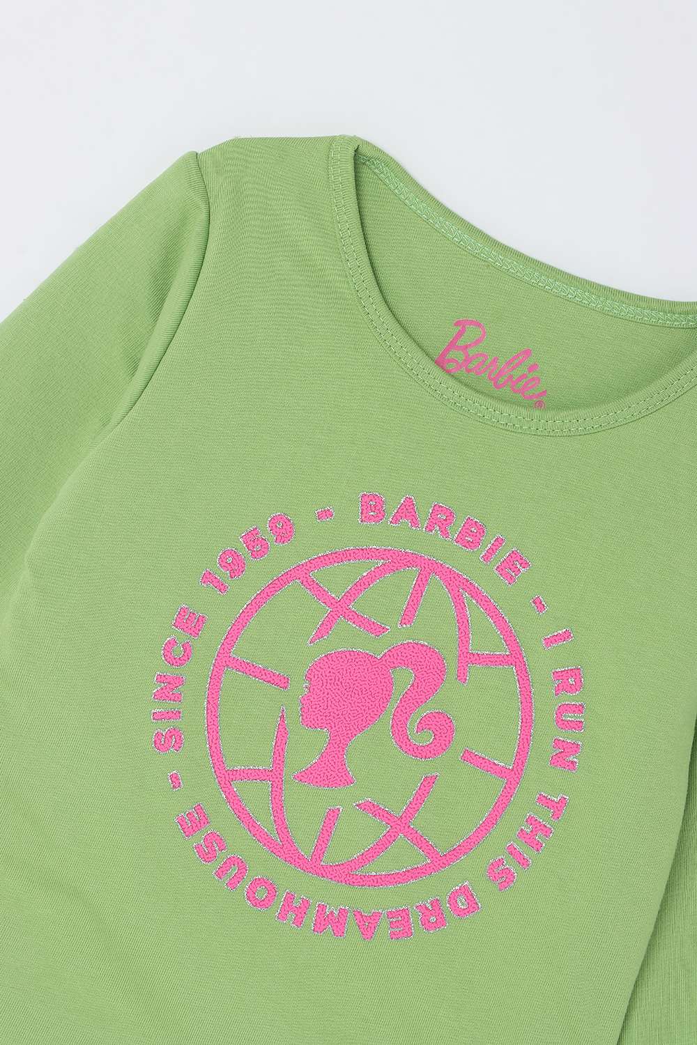 Solid-Blended-Fabric-Round-Neck-Girls-Top