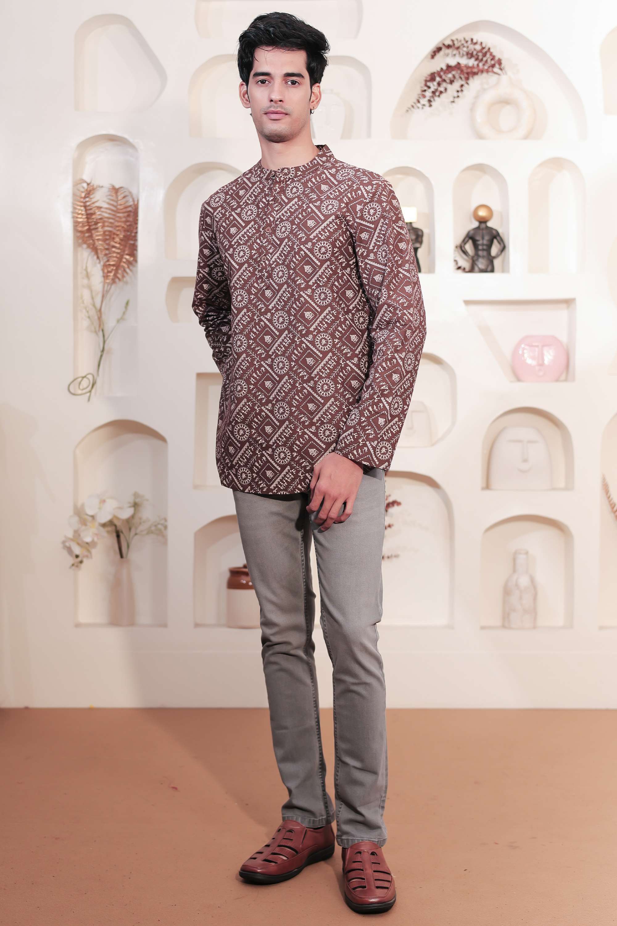 Printed-Cotton-Men-s-Casual-Wear-Short-Kurta