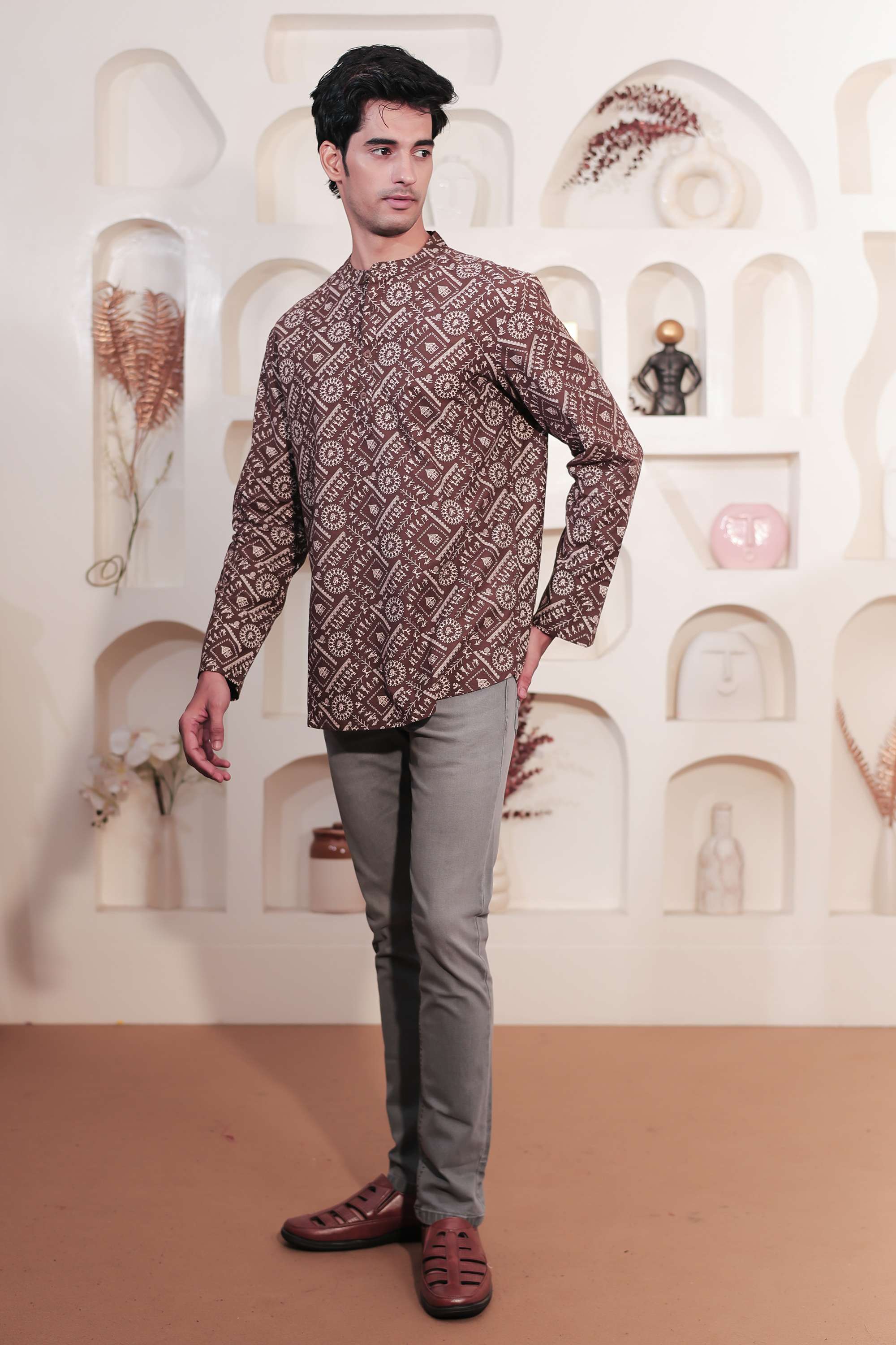 Printed-Cotton-Men-s-Casual-Wear-Short-Kurta