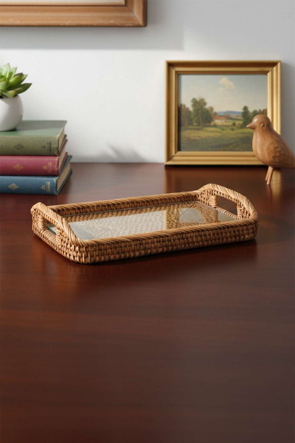 Rattan-Rib-Tray-With-Glas-35X25-Cm