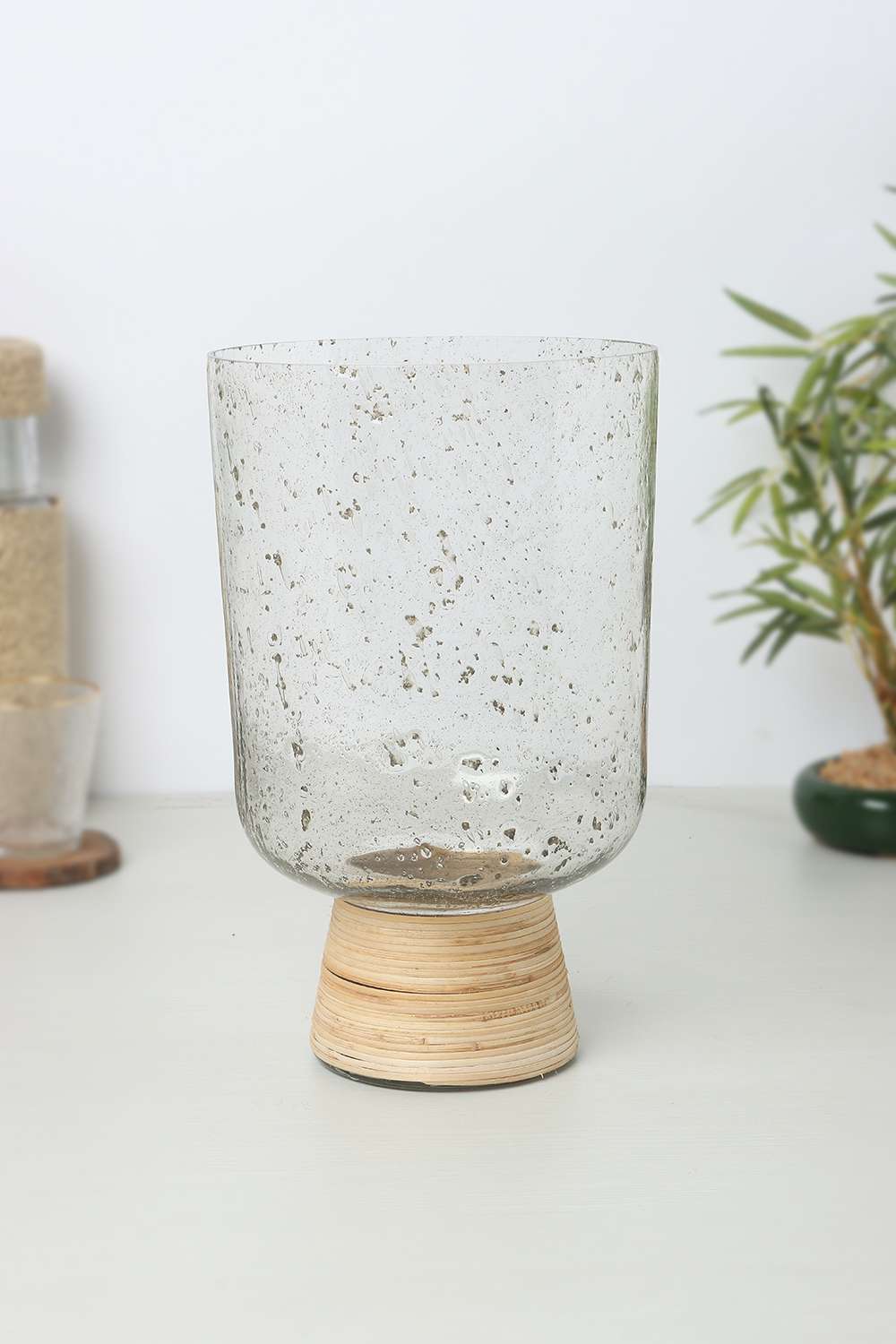 Candle-Stand-Hammered-With-Cane-Base-27-cm