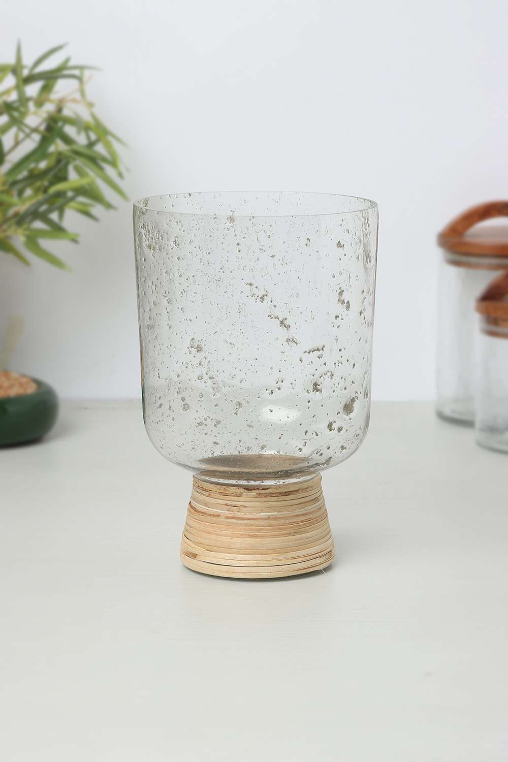 Candle-Stand-Hammered-With-Cane-Base-22-cm