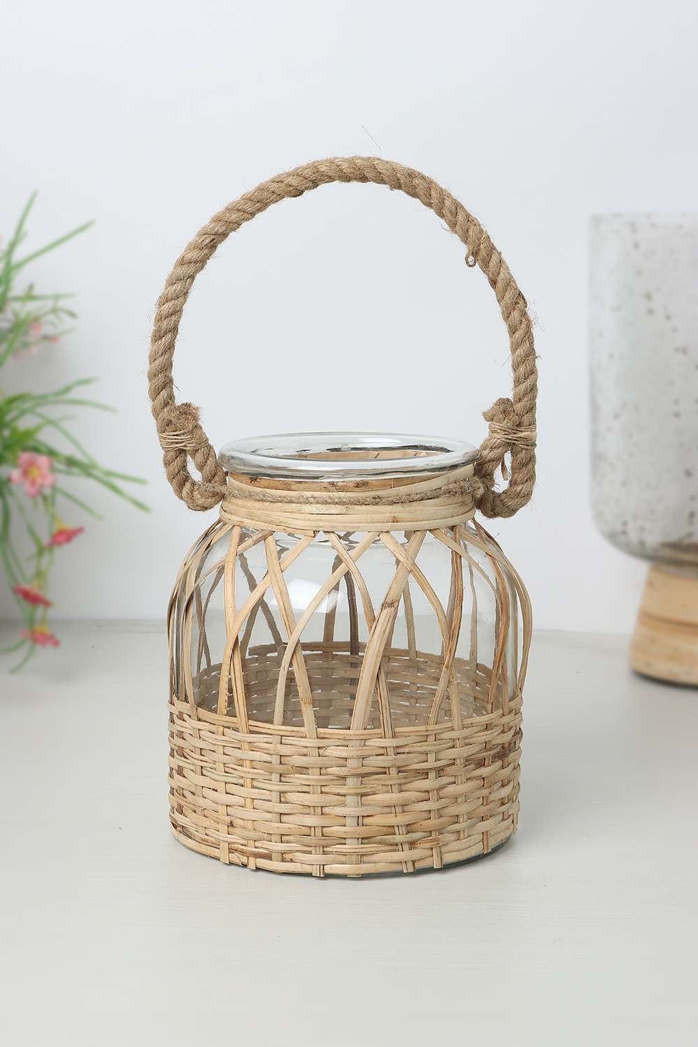 Rattan-Macrame-Candle-Hldr-22-cm