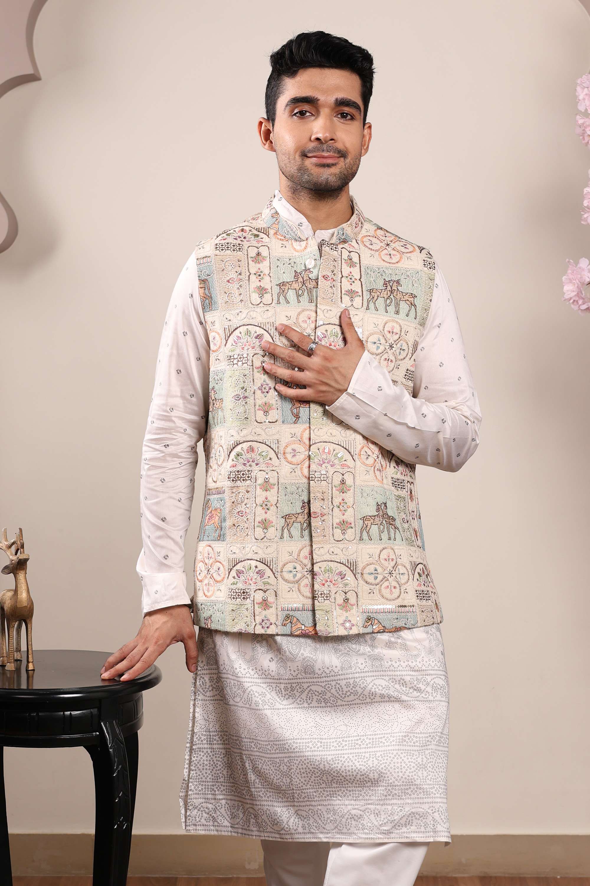 Embroidered-Collared-Blended-Fabric-Men-s-Festive-Wear-Waistcoat