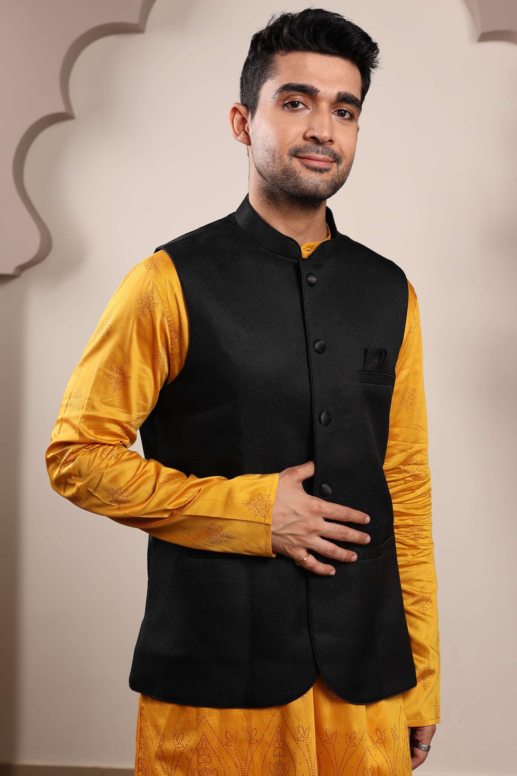 Solid-Polyester-Regular-Fit-Men-s-Waistcoat