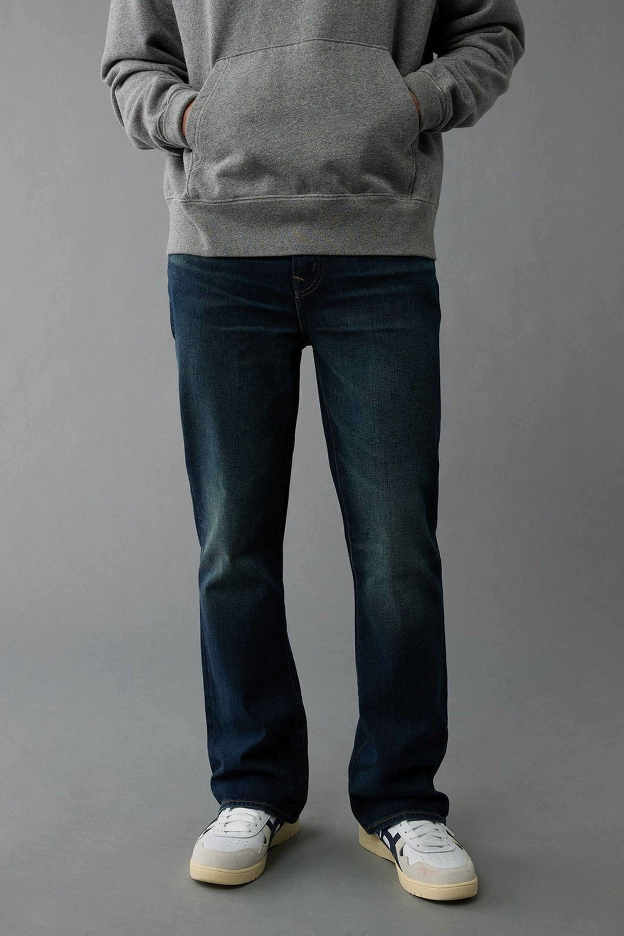 Solid-Blended-Fabric-Bootcut-Fit-Men-s-Jeans