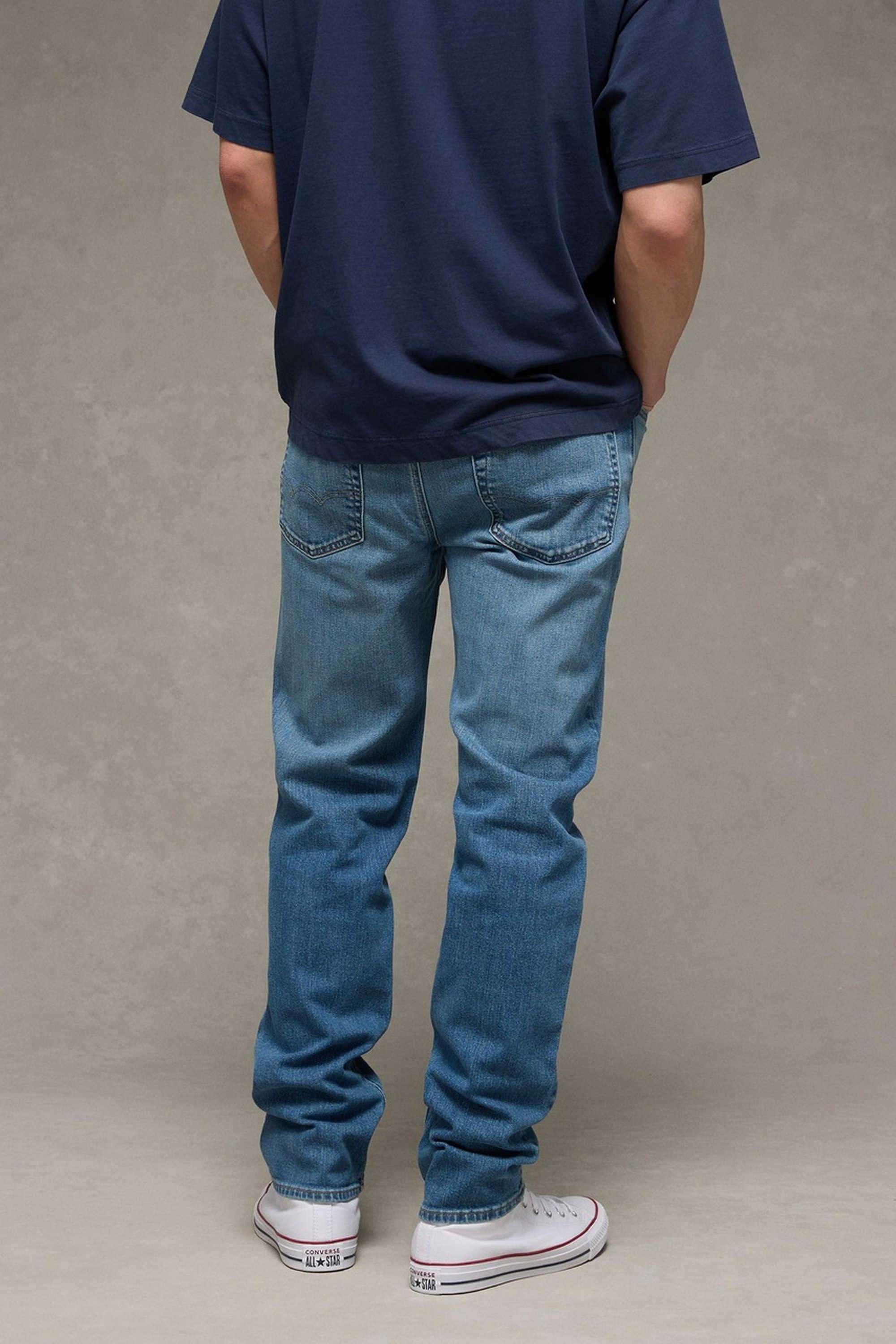 Solid-Blended-Fabric-Straight-Fit-Men-s-Jeans
