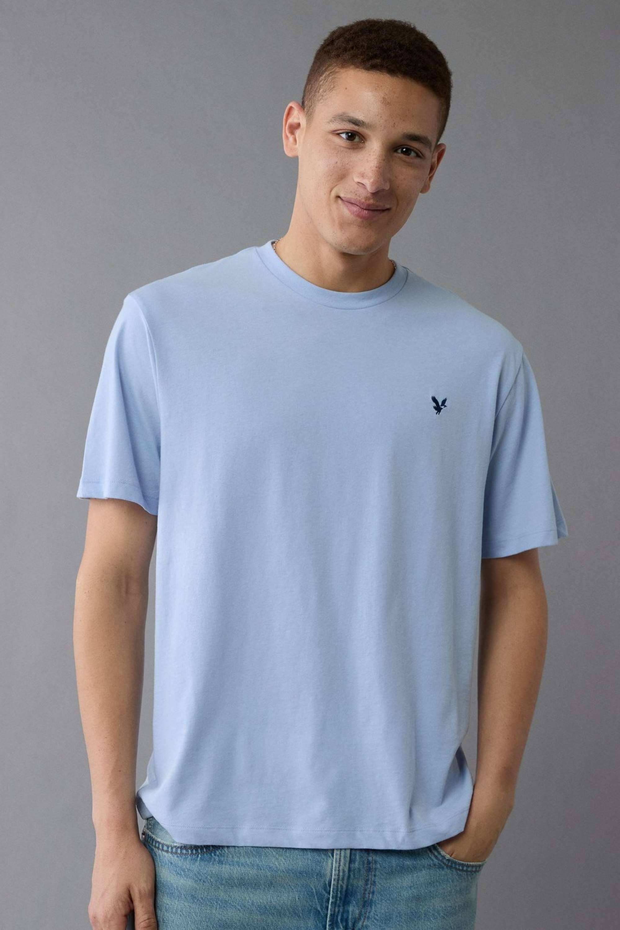 Solid-Polyester-Cotton-Round-Neck-Men-s-T-Shirt