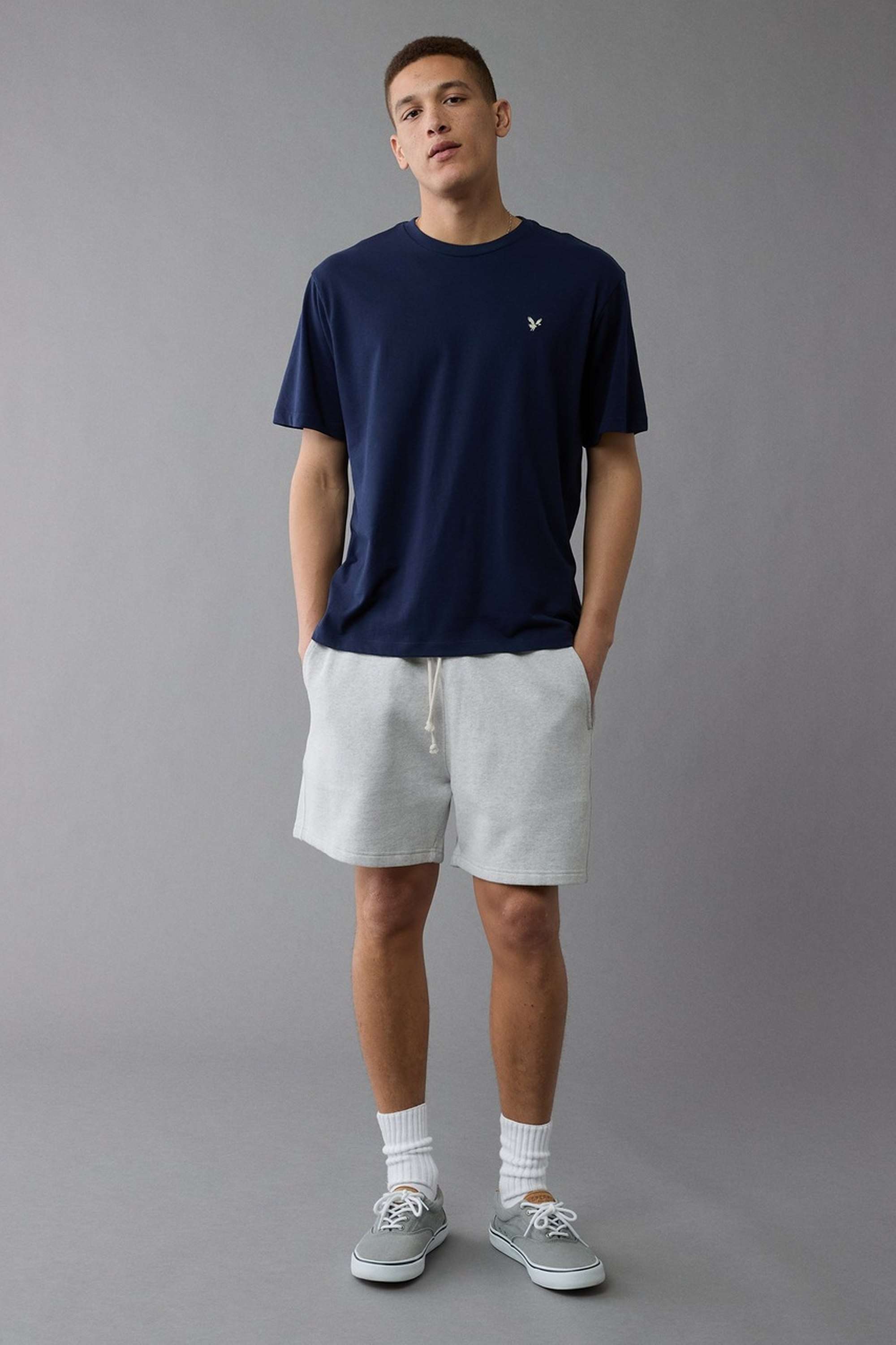 Solid-Polyester-Cotton-Round-Neck-Men-s-T-Shirt