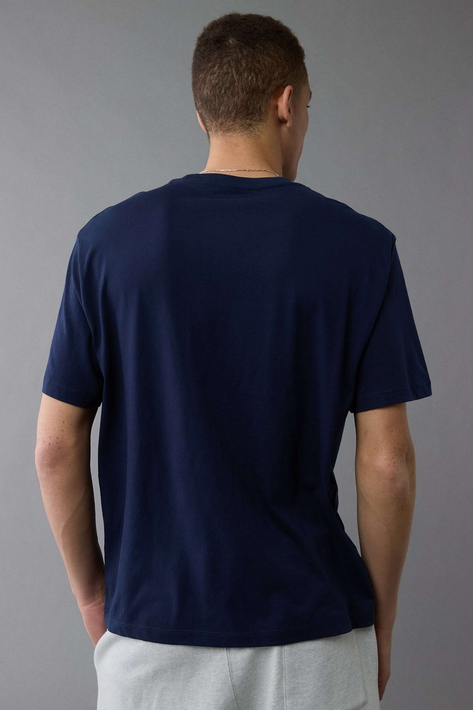 Solid-Polyester-Cotton-Round-Neck-Men-s-T-Shirt