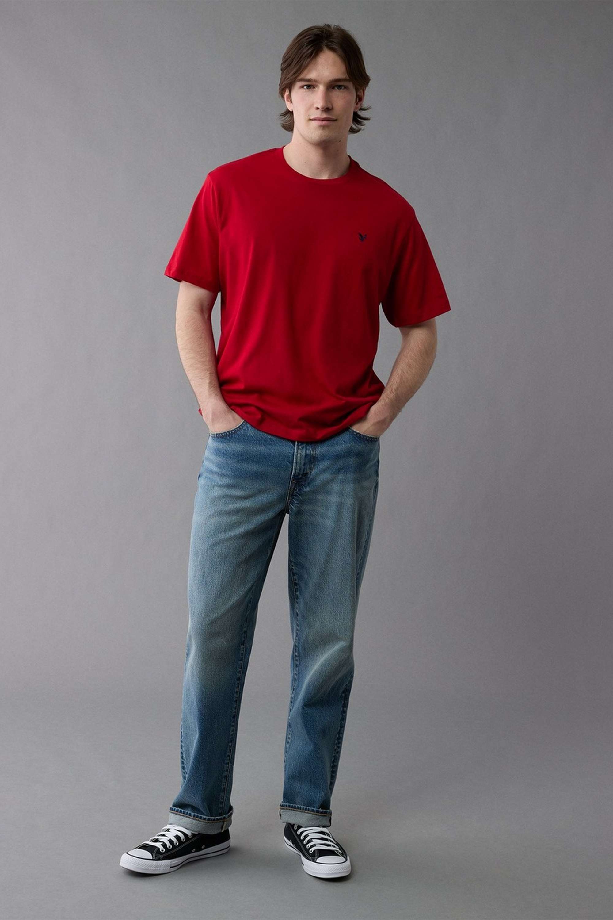 Solid-Polyester-Cotton-Round-Neck-Men-s-T-Shirt