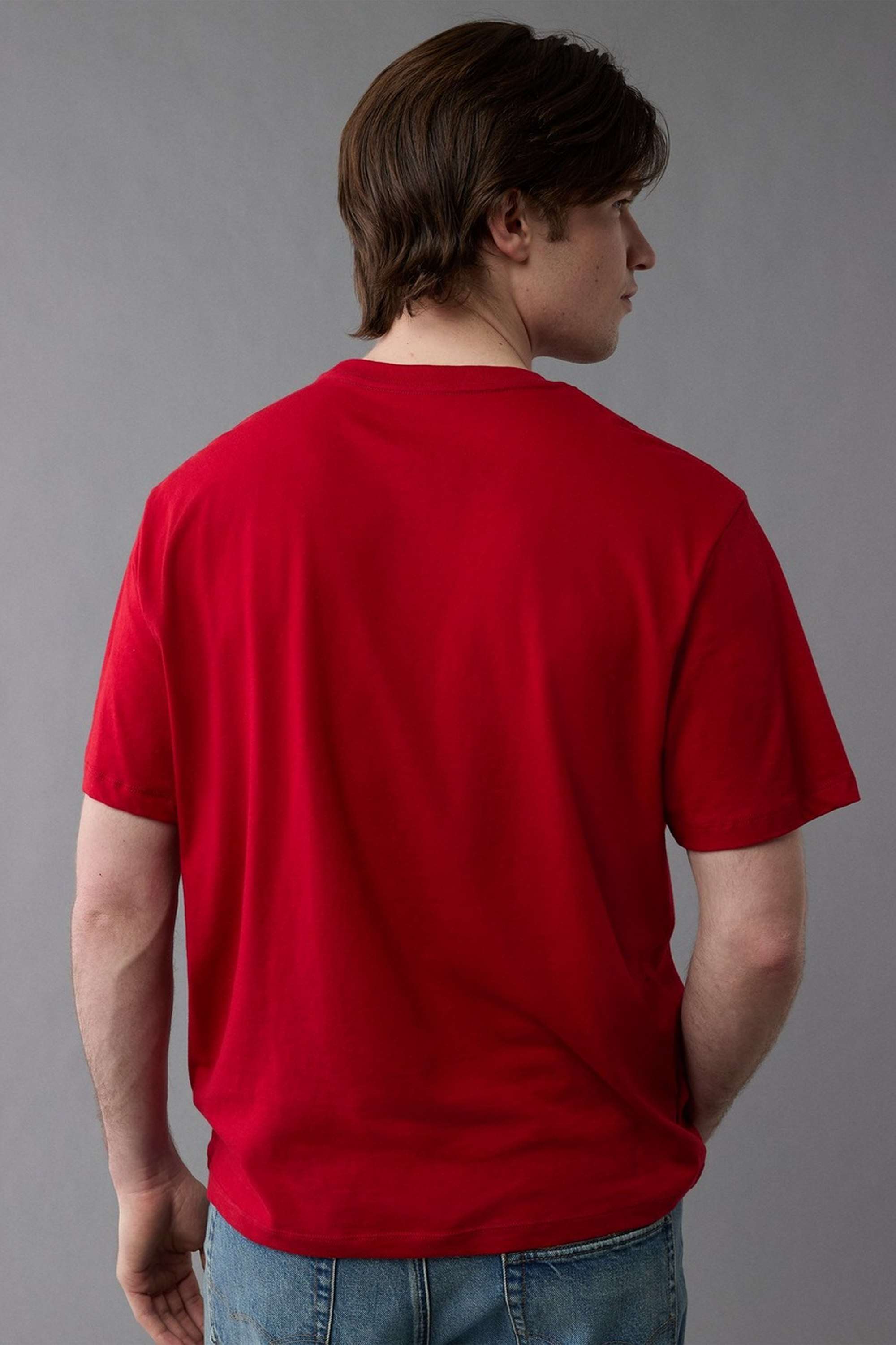 Solid-Polyester-Cotton-Round-Neck-Men-s-T-Shirt