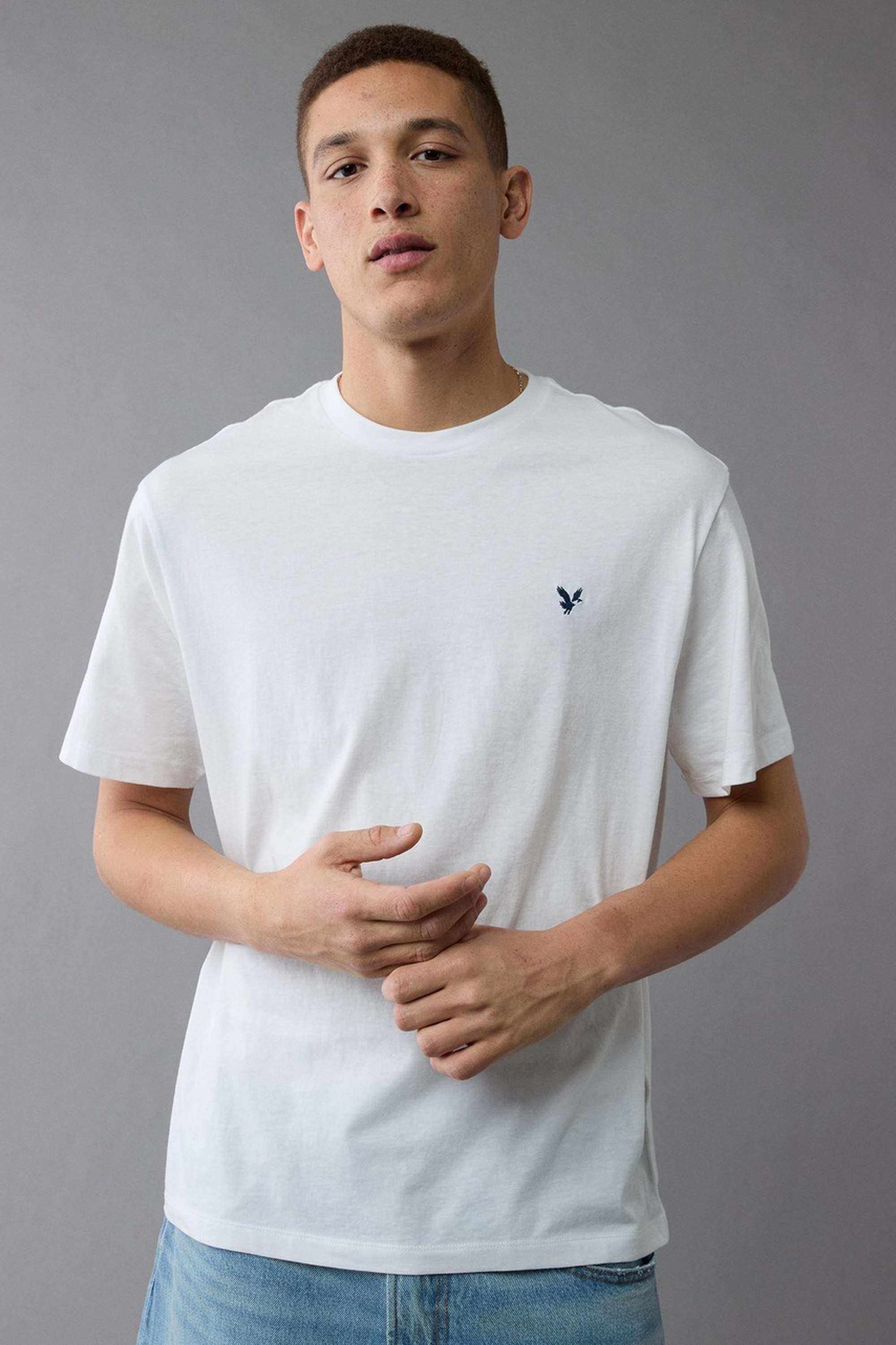 Solid-Polyester-Cotton-Round-Neck-Men-s-T-Shirt