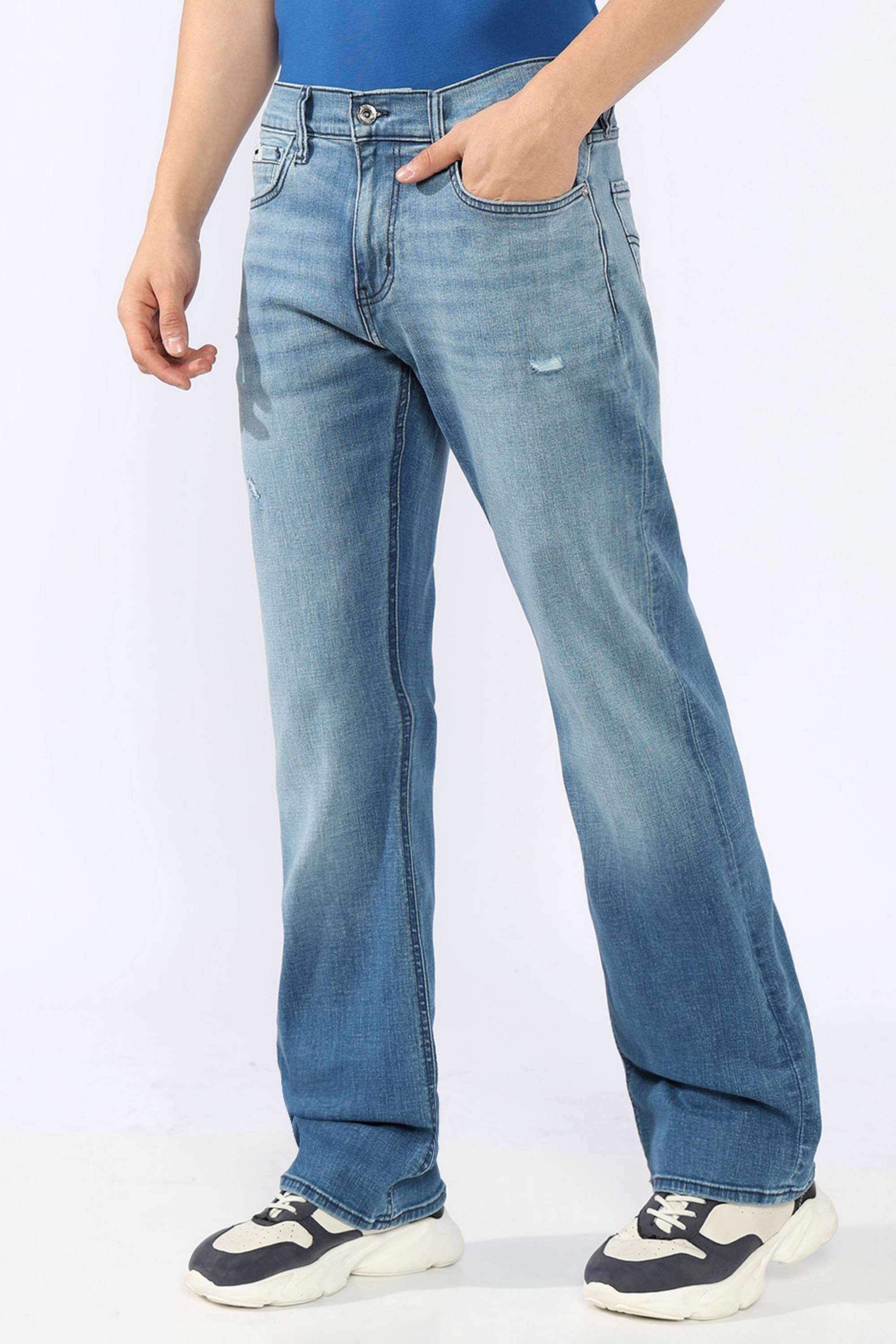 Solid-Blended-Fabric-Bootcut-Fit-Men-s-Jeans